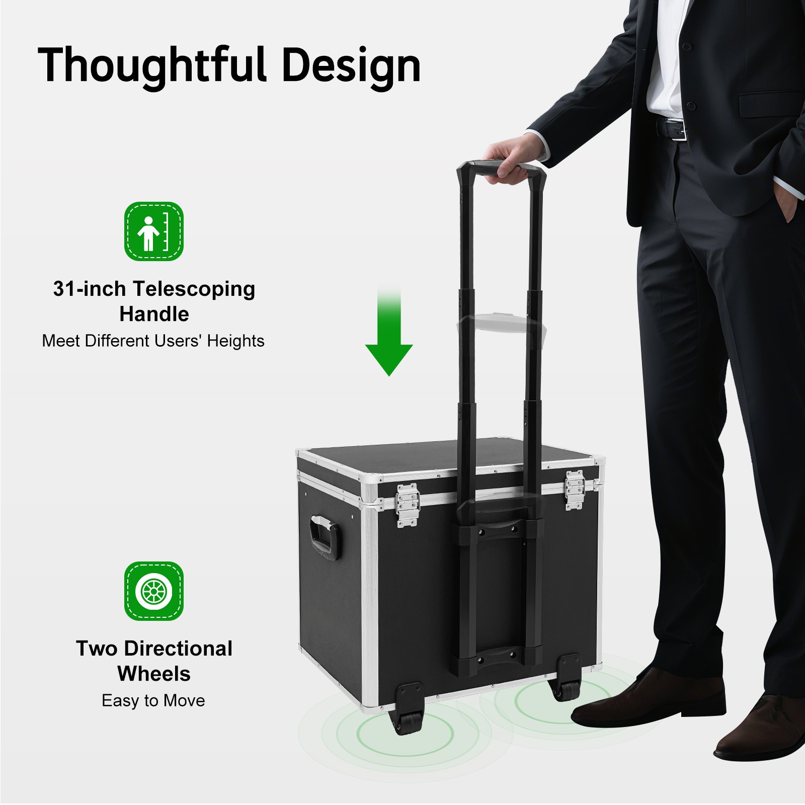 Aluminum Alloy File Lock Box Hand Pull File Case Locking Mobile Business Box
