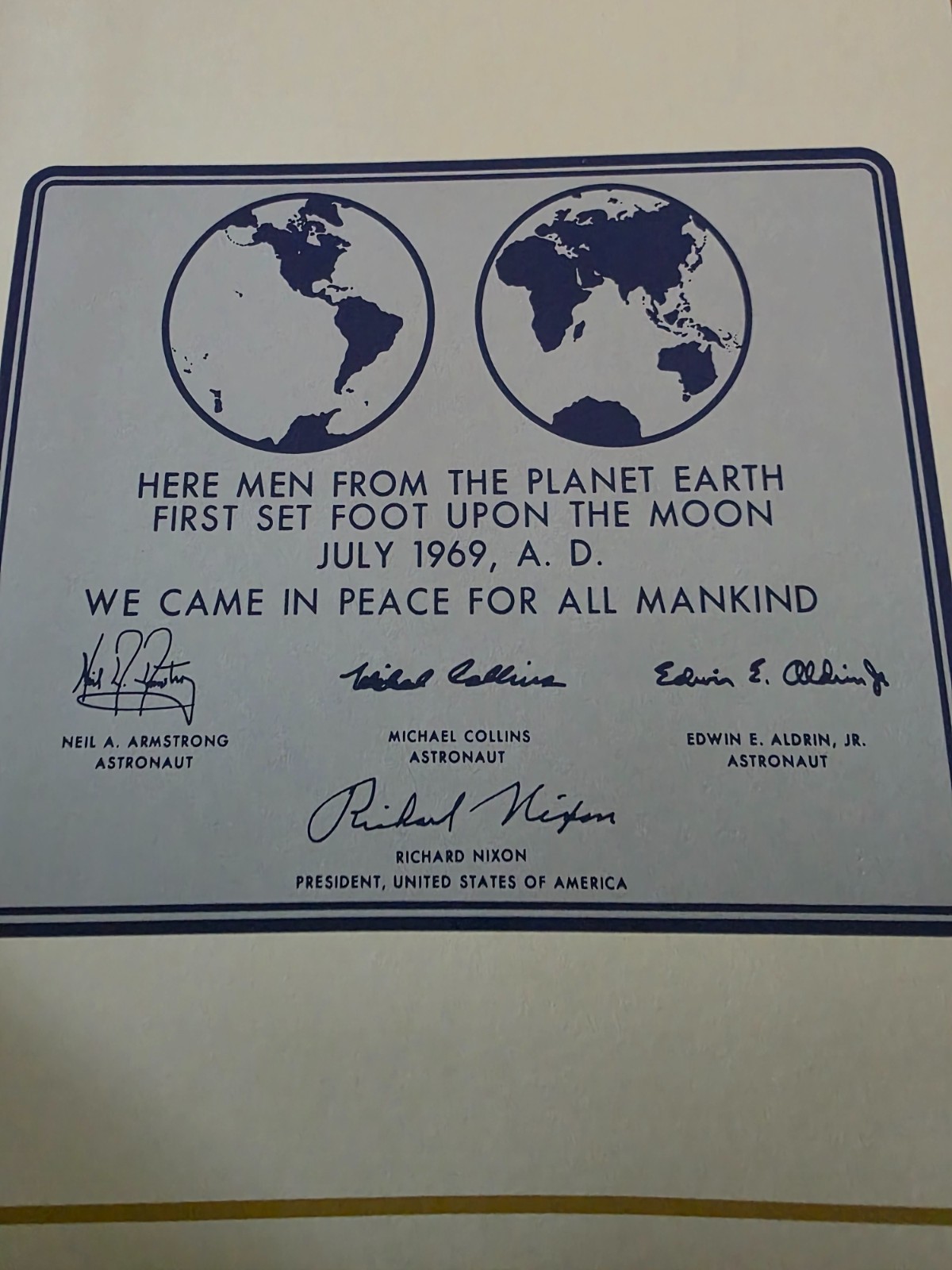 Apollo 11 Splashdown Party Program - Owned by Captain J Holcomb