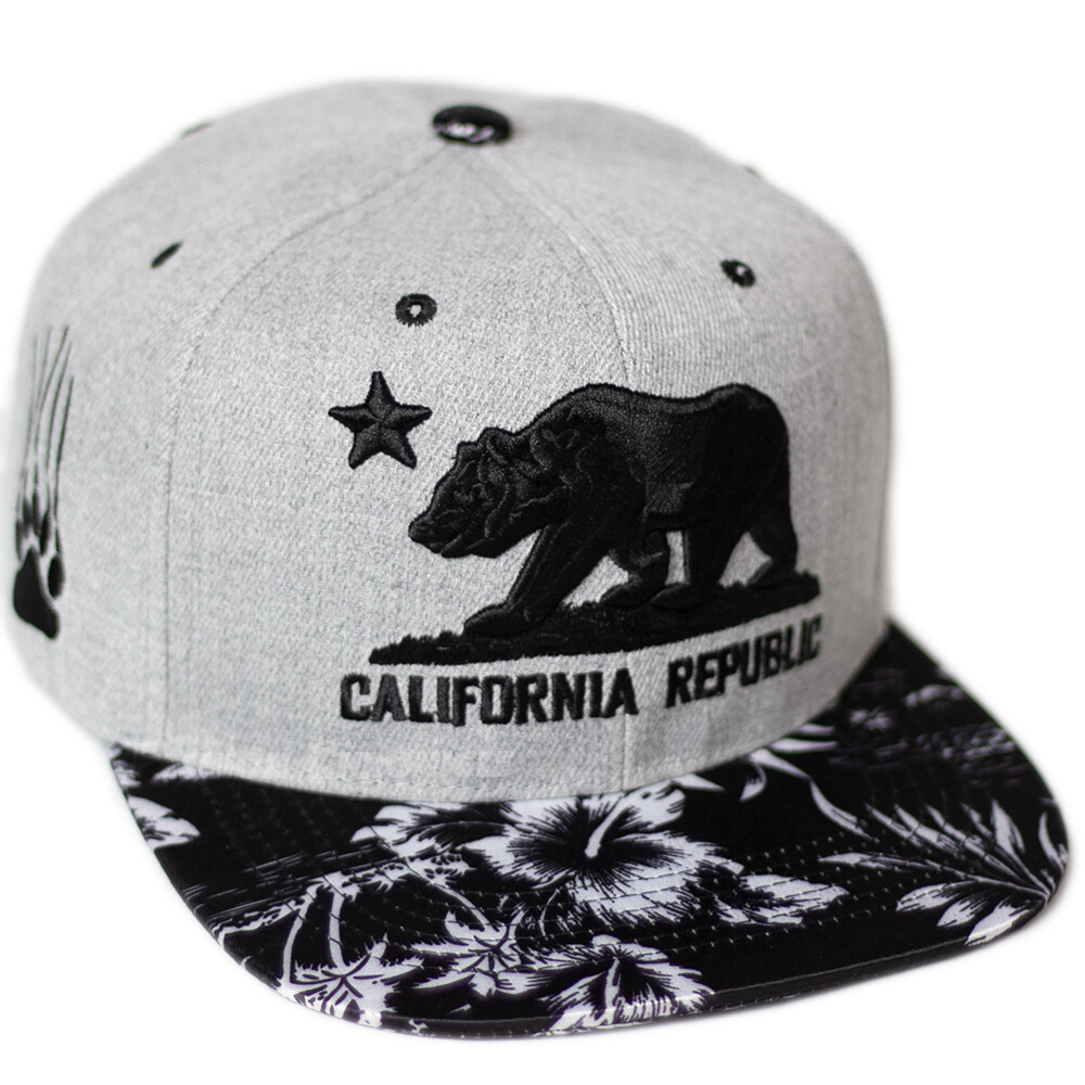 California Republic Baseball Cap Hat Hawaii Floral Snapback Adjustable Flat Men