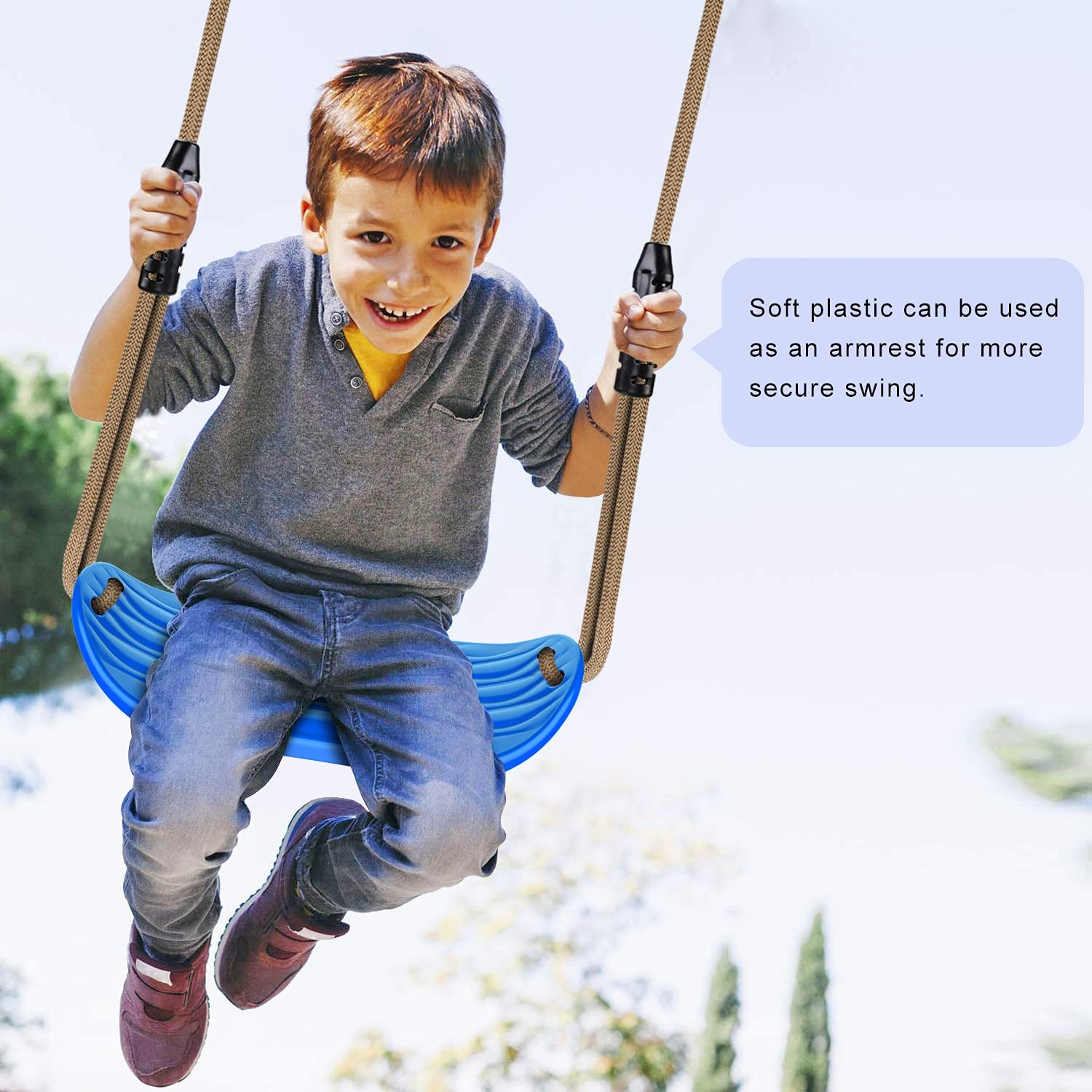 Non-Slip Plastic Swing Seat, Heavy Duty Tree Swing Set with Adjustable Rope &...