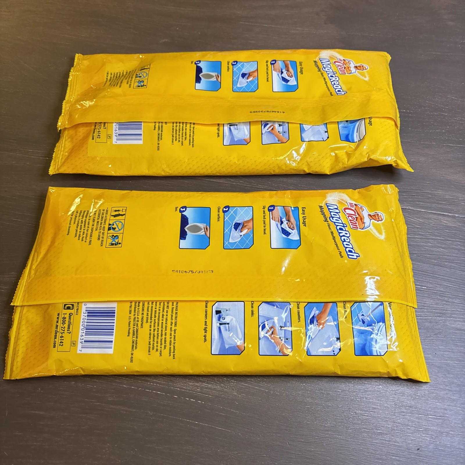 (2) New Mr Clean Magic Reach Mopping Floor Multipurpose 12 Refill Pads ~ Discont