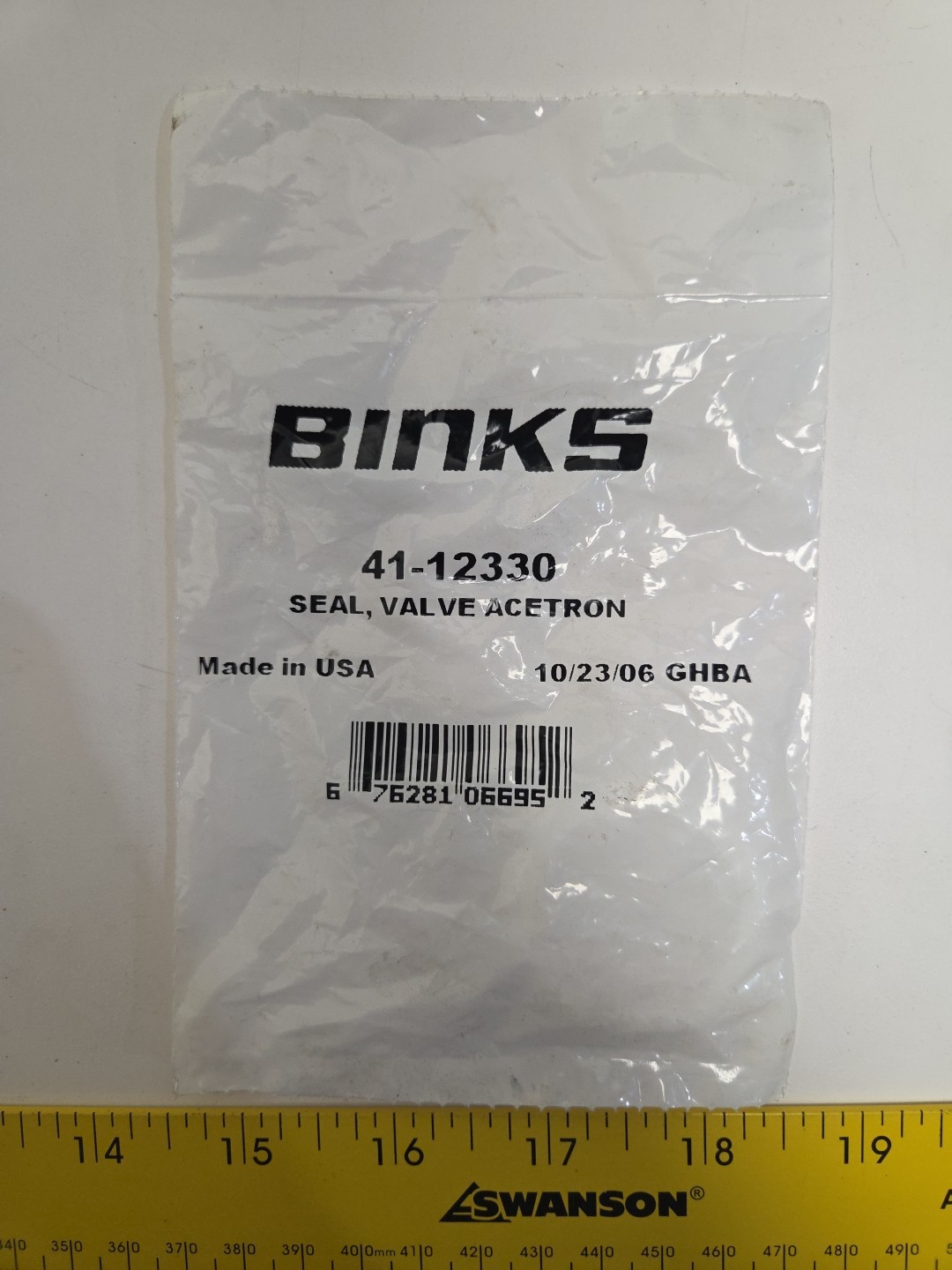 Binks 41-12330 Seal, Valve Acetron