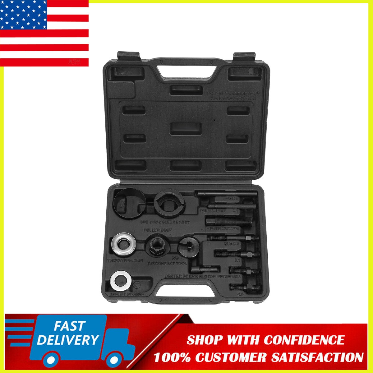 14PCS Power Steering Pump Pulley Puller Remover Installer Tool Kit Set Universal