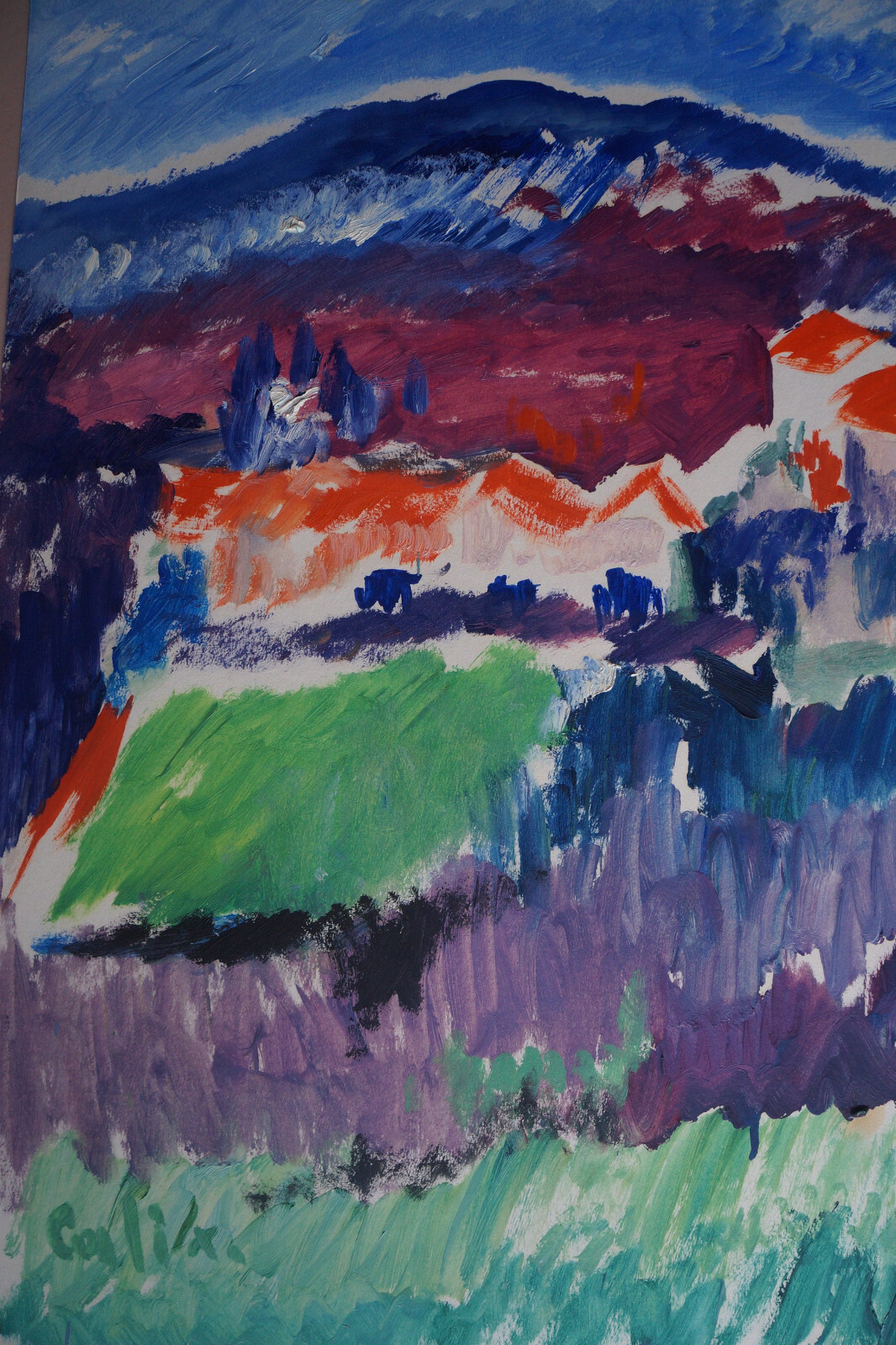 Drawing Gouache Landscape Signed Robert Calix (