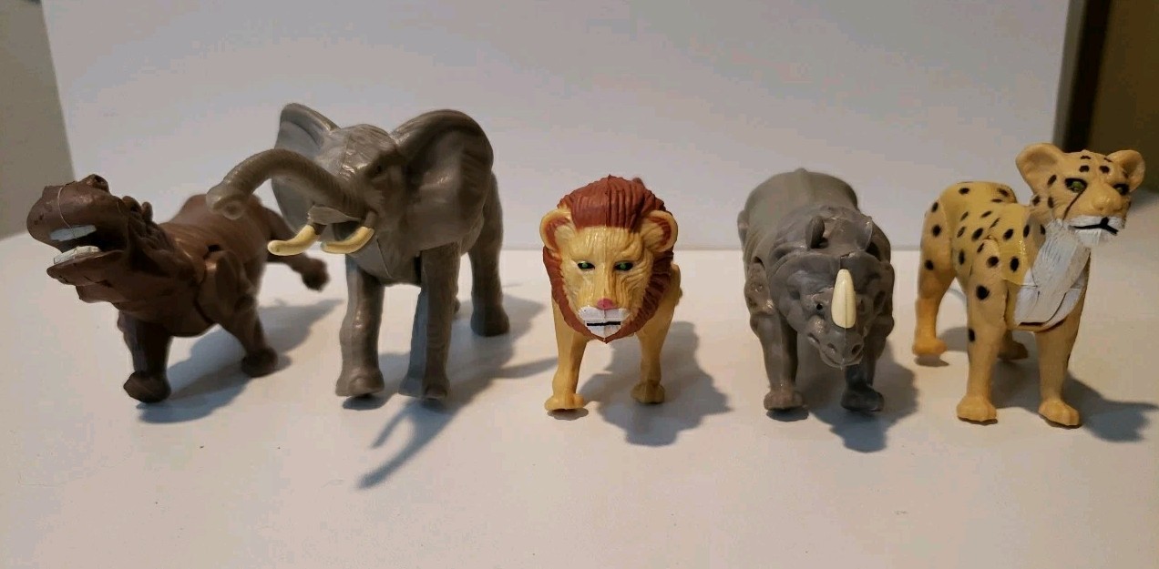 African Safari Jointed Toy Plastic Animals 3-5" Lot Of 5