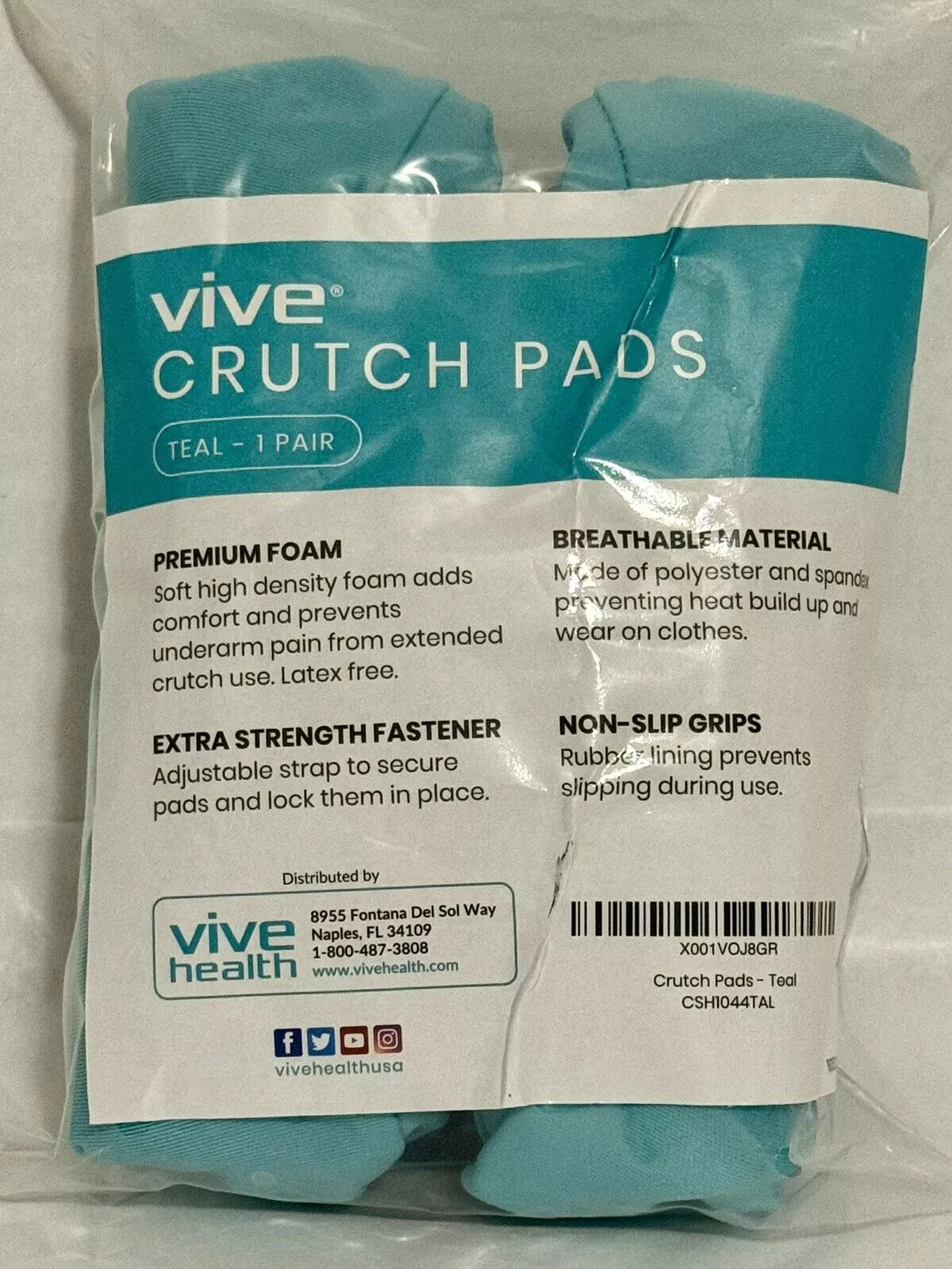 VIVE CRUTCH PADS TEAL ( 1 PAIR)