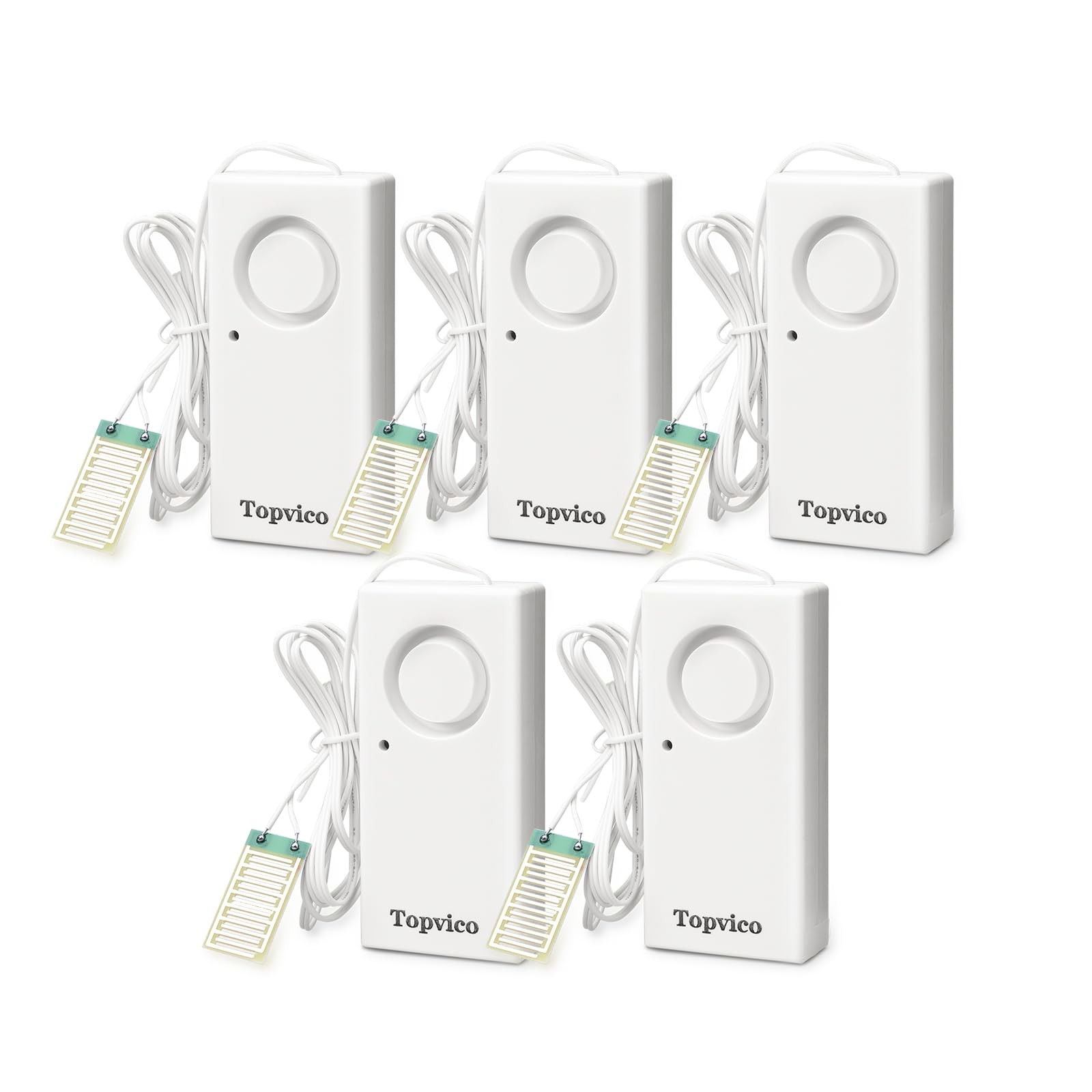 Topvico Water Alarm Leak Detector Moisture Sensor for Basements Sump white