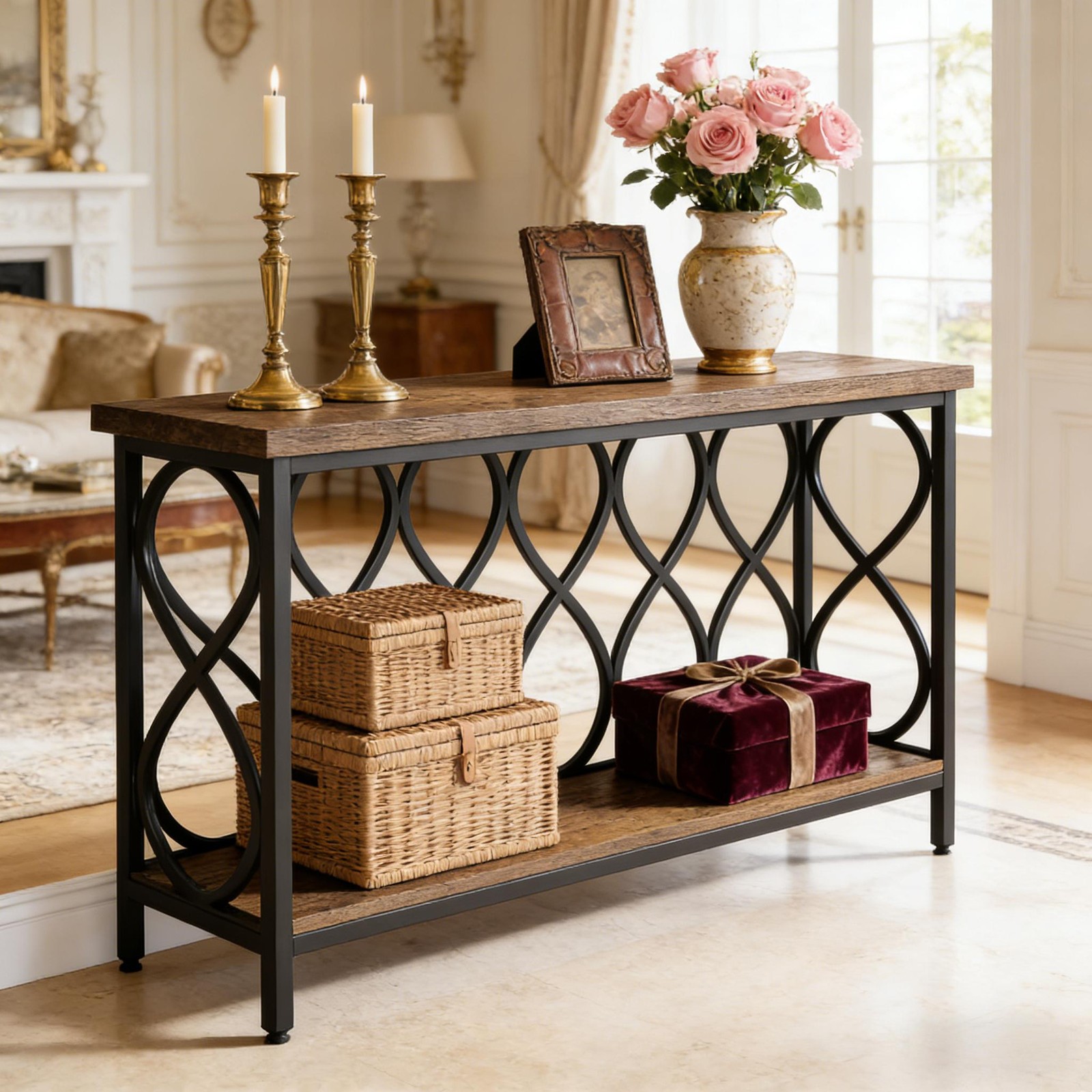 2-Tier Plant Stand,Entryway Table,Console Table,Sofa Table S