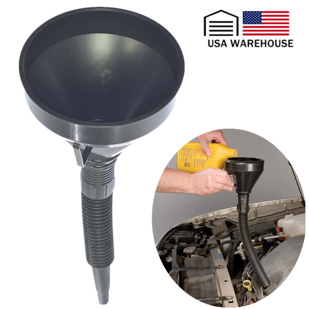Water Oil Funnel for Automotive with Hose Wide Mouth Flexible Long Flexible