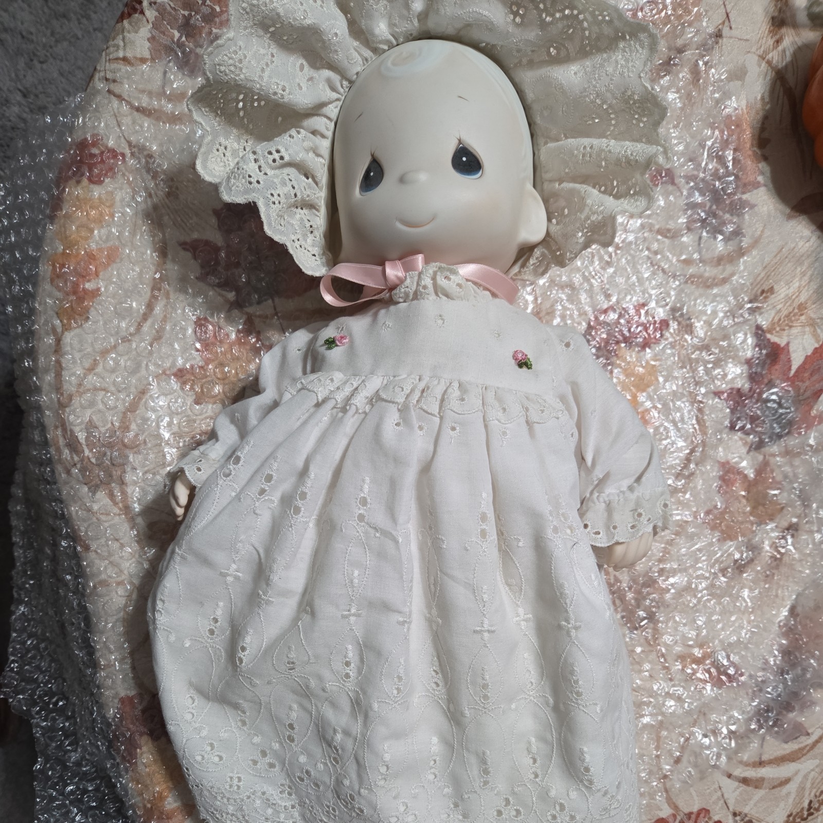 Precious Moments Porcelain "Katie Lynne" Baby Doll Lace Gown Used