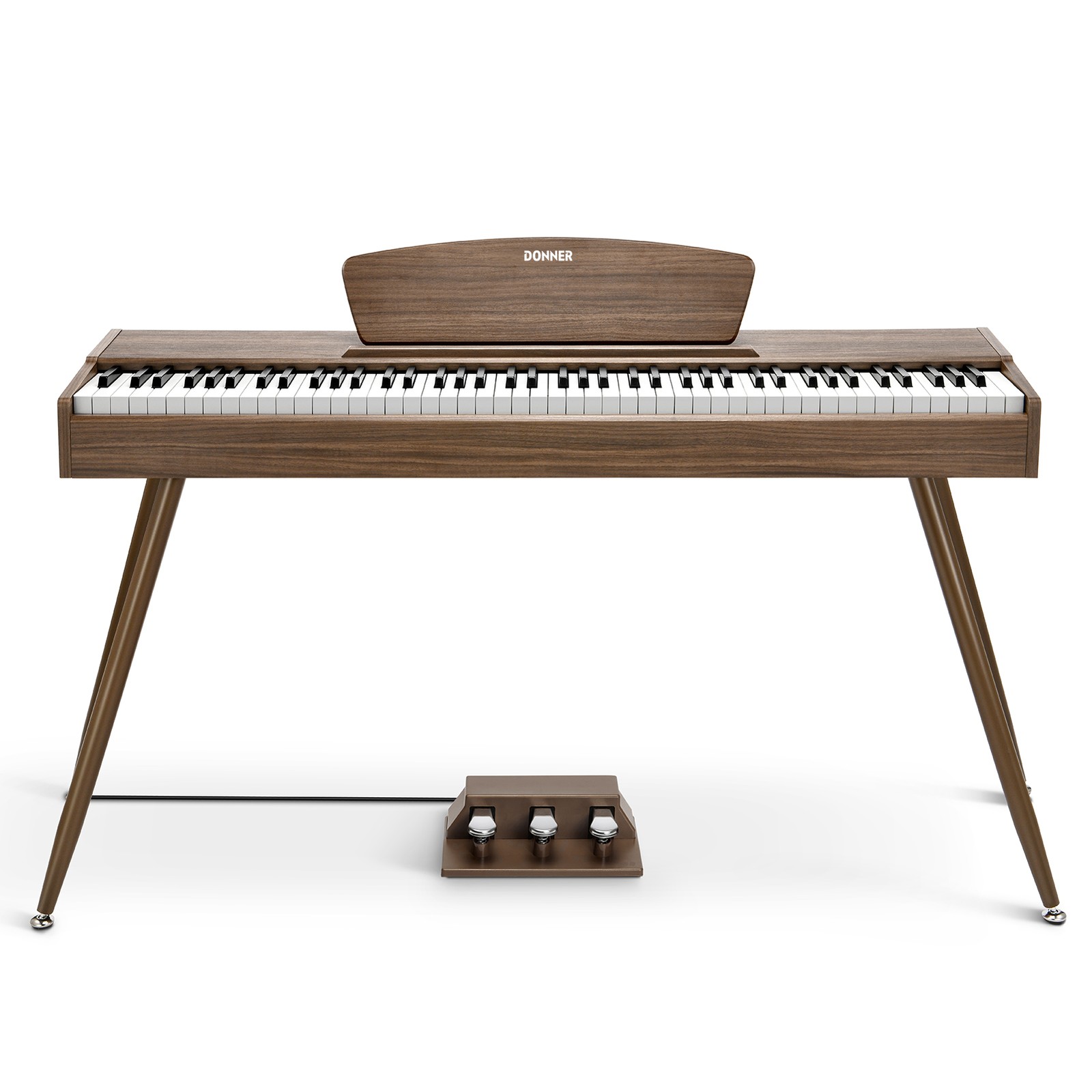 Donner DDP-80 88 Key Weighted Hammer Action II Digital Piano Stand Pedals Walnut