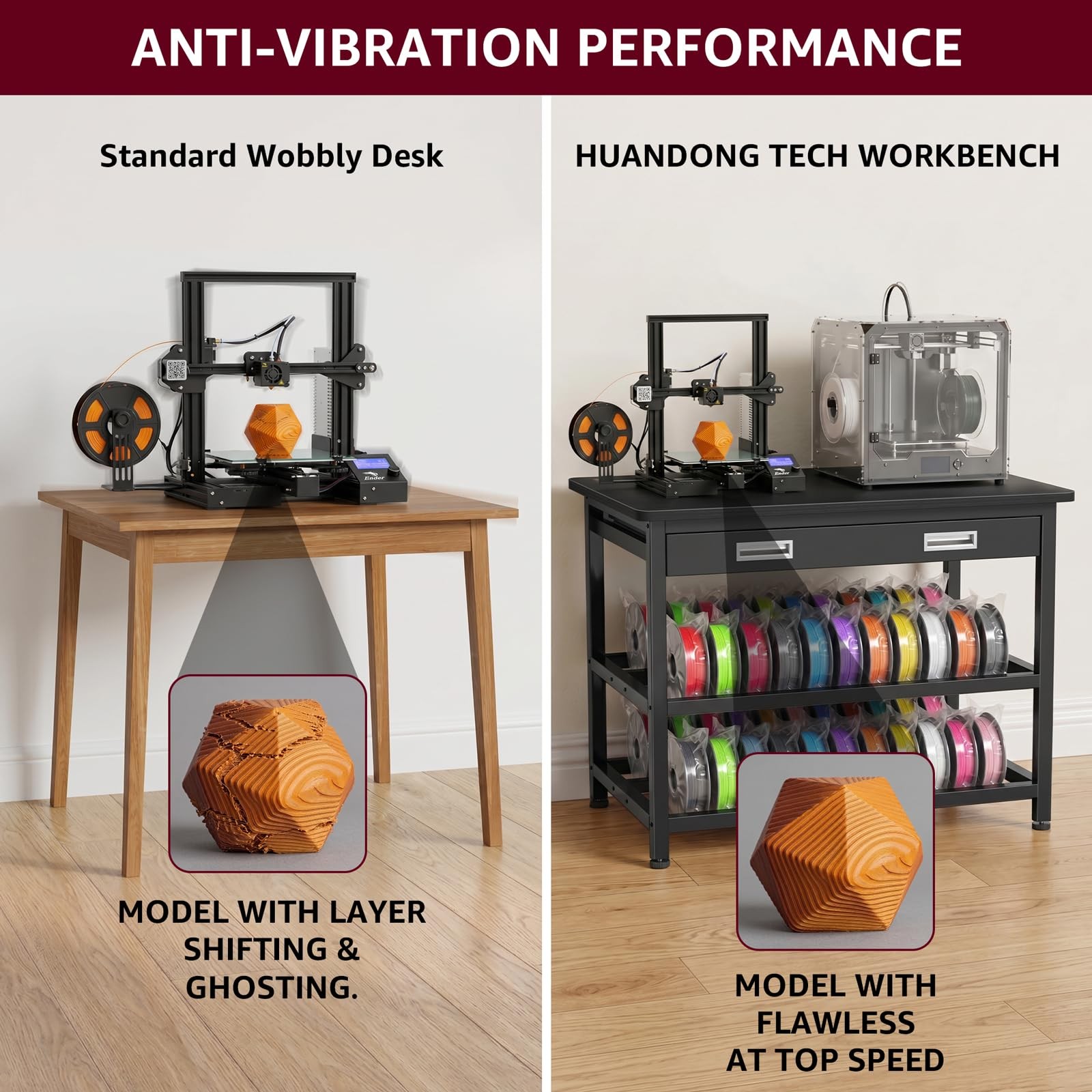 3D Printer Stand with Filament Storage - Heavy Duty 3D Printer Table with Met...