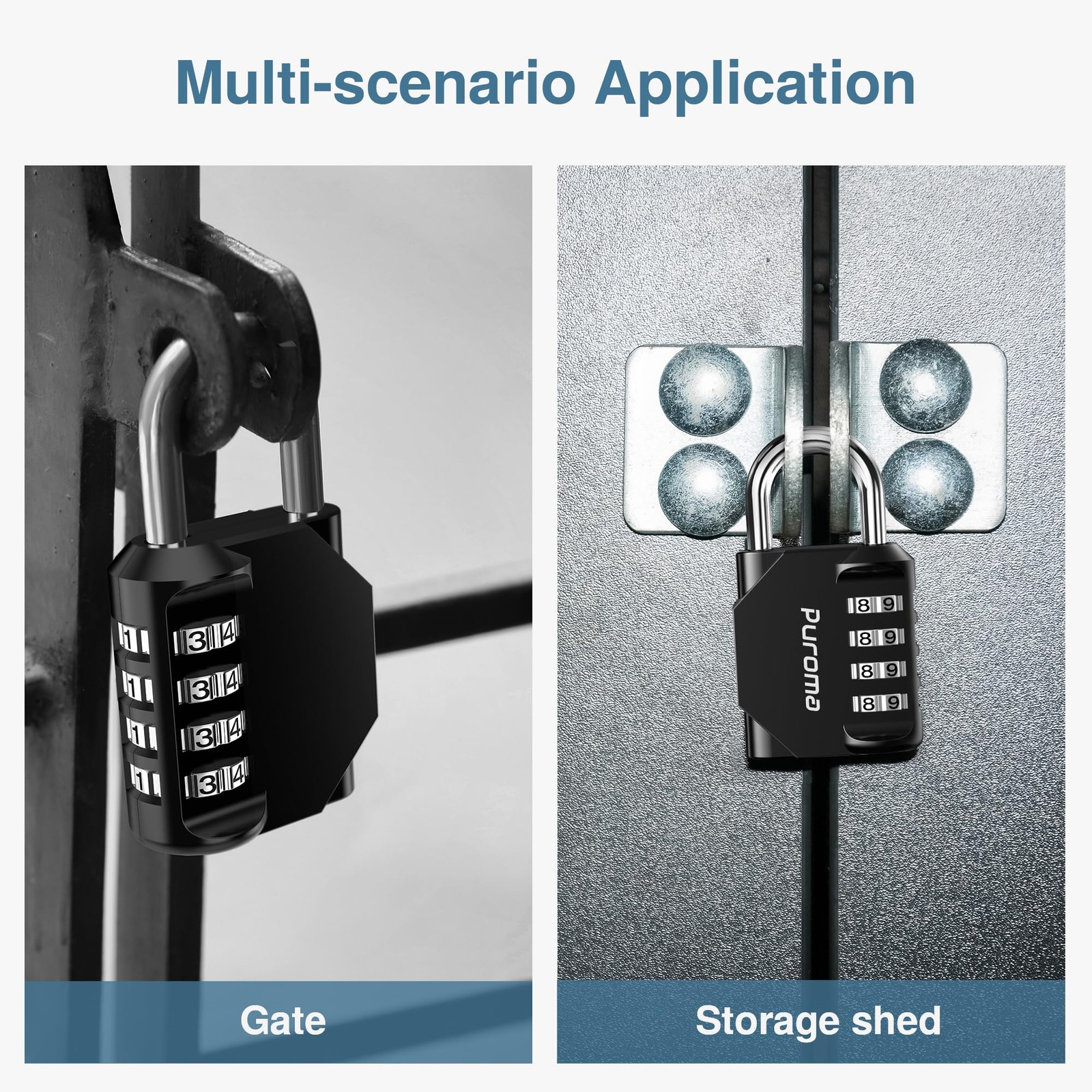 Puroma 1 Pack Combination Lock Locker 4 Digits Combo Padlock Medium, Black