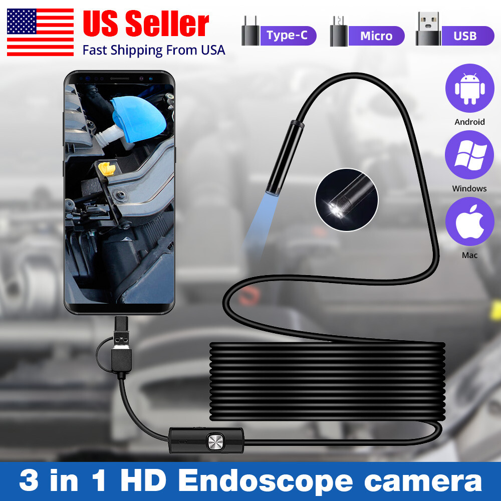 7mm Mini Snake Endoscope Borescope Inspection Camera For USB Type-C Android PC