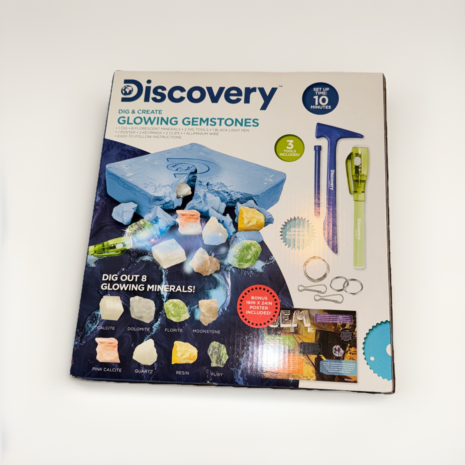 Discovery Glowing Gemstone Dig Art & Craft Kits 8 Minerals