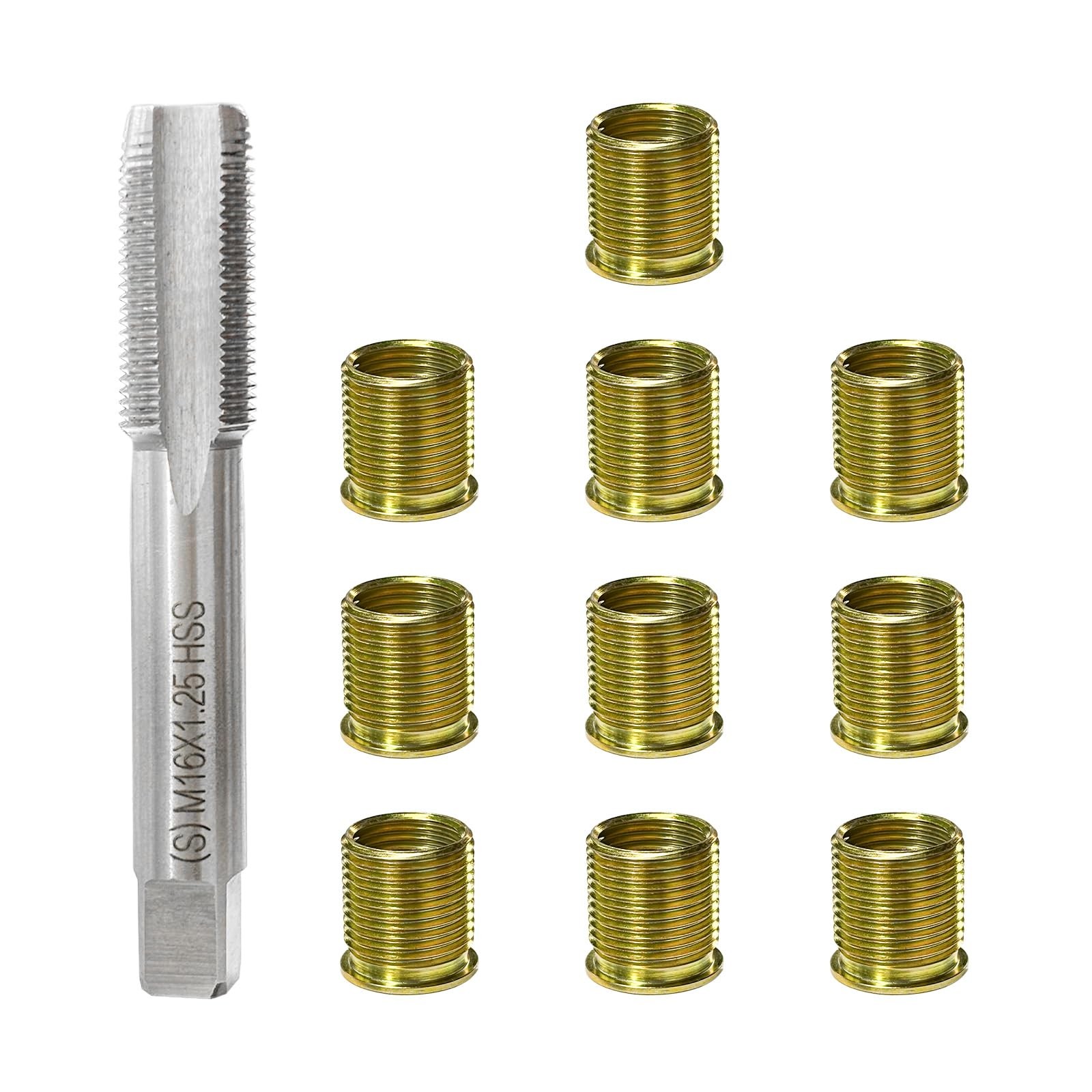 SHMZK 11 PCS Spark Plug Thread Repair Kit, M14×1.25 Inserts and M16×1.25 Tap ...