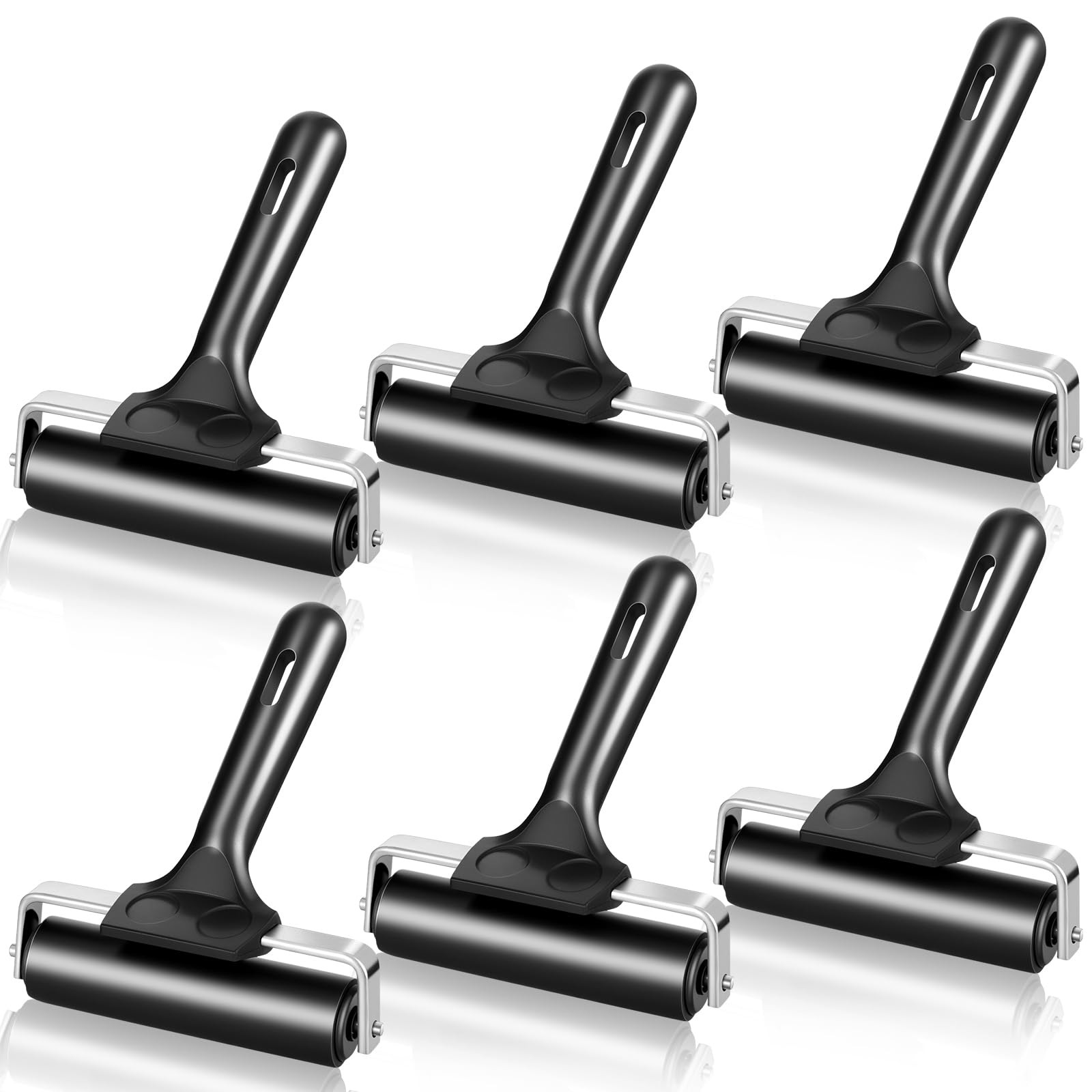 6 Pack 4 Inch Rubber Brayer Roller Hard Rubber Rollers for Crafting Printing ...
