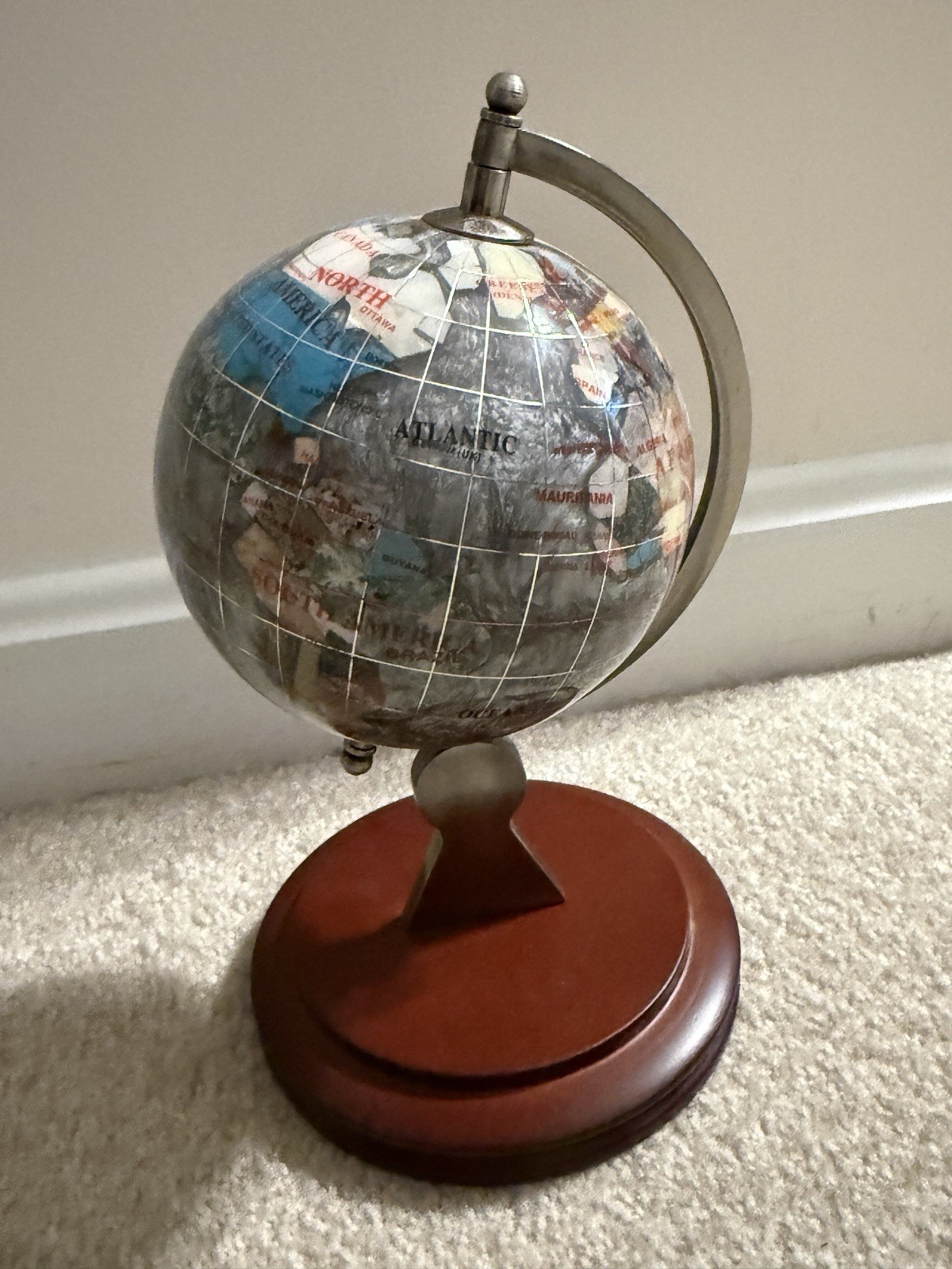 Small Grey Desk Globe