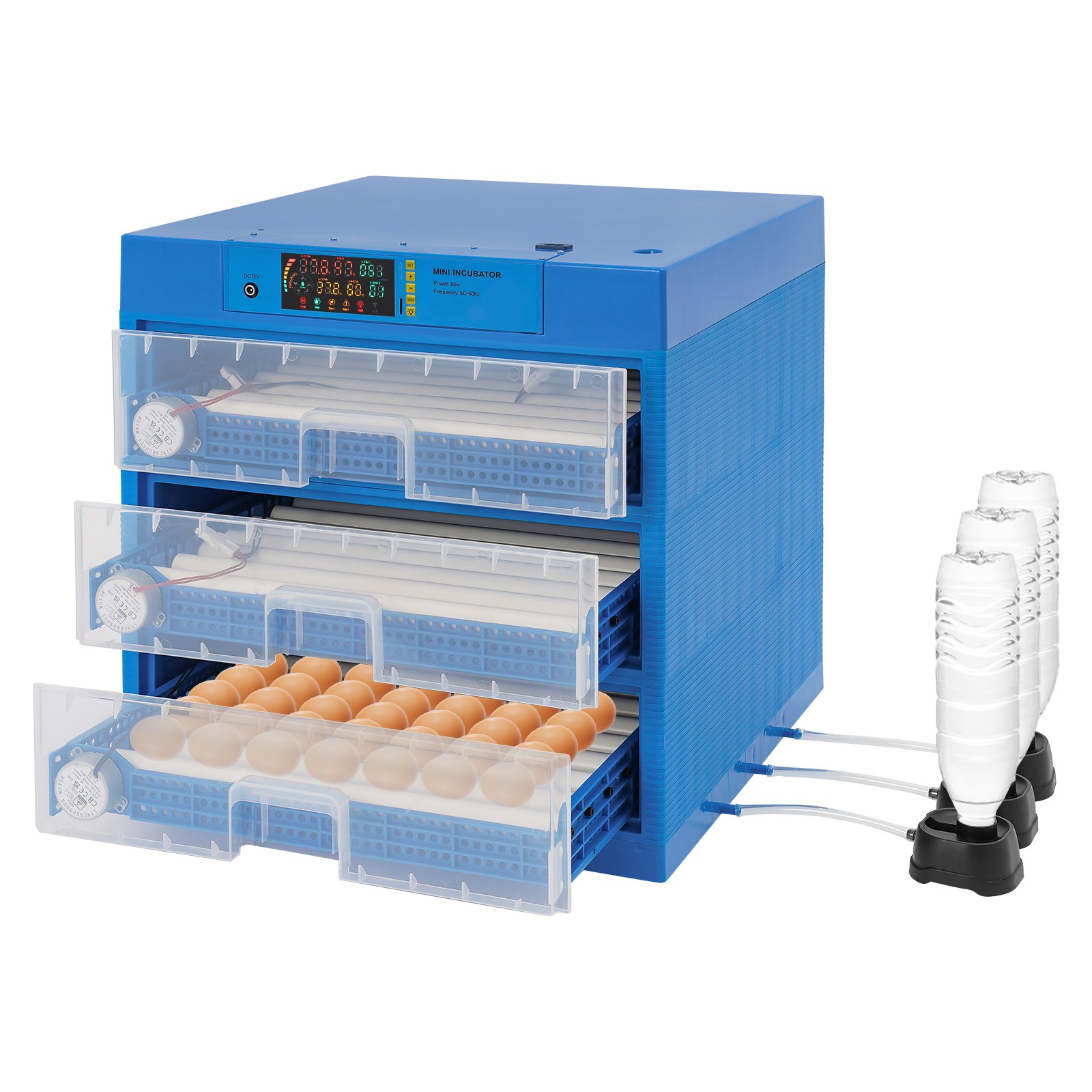 Automatic Egg Incubator 150-180 Eggs, Auto Turning, LED Display, Blue