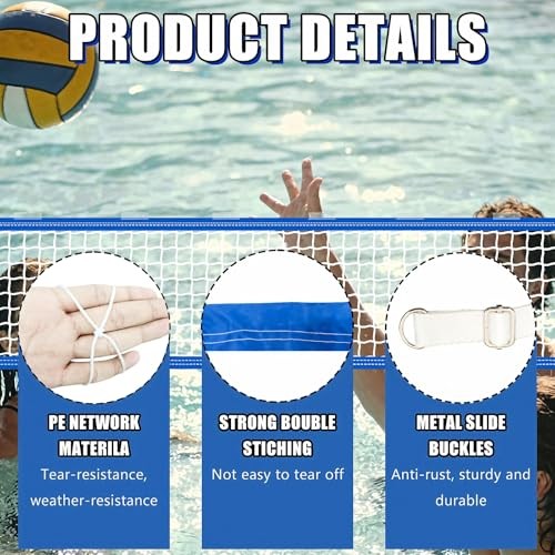 Upgrade Pool Volleyball Net Replacement, Adjustable Length 15-31 FT Portable