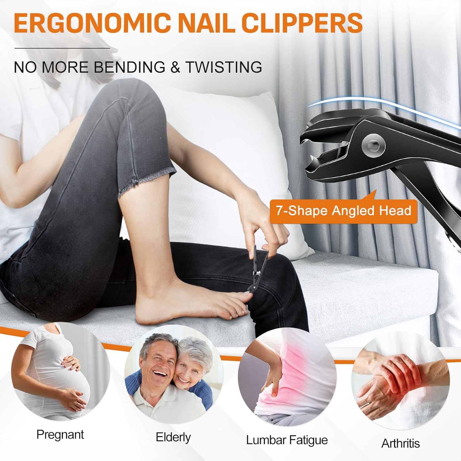 DRMODE Nail Clippers for Men Thick Nails, Angled Head Toe Nail Clippers for Thic