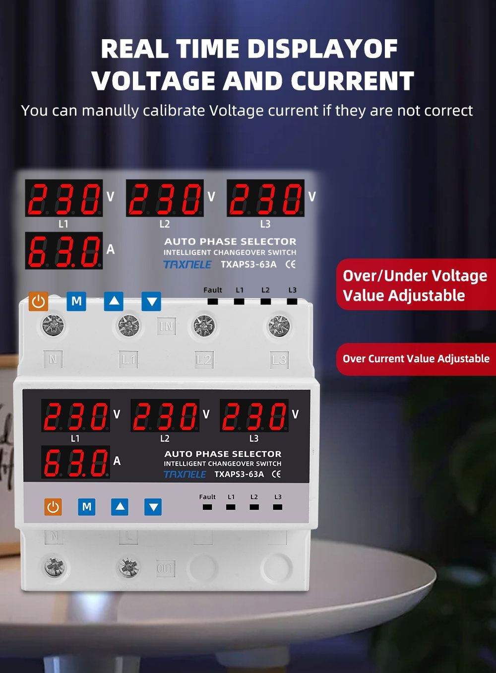 Automatic Transfer Switch Uninterrupted Power Phase Selector Changeover 63A 100A