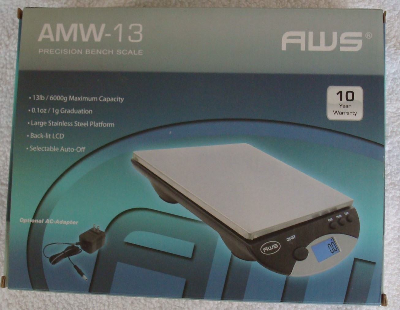 AMW -13 precision bench scale 13lb capacity stainless steel LCD backlit in box 