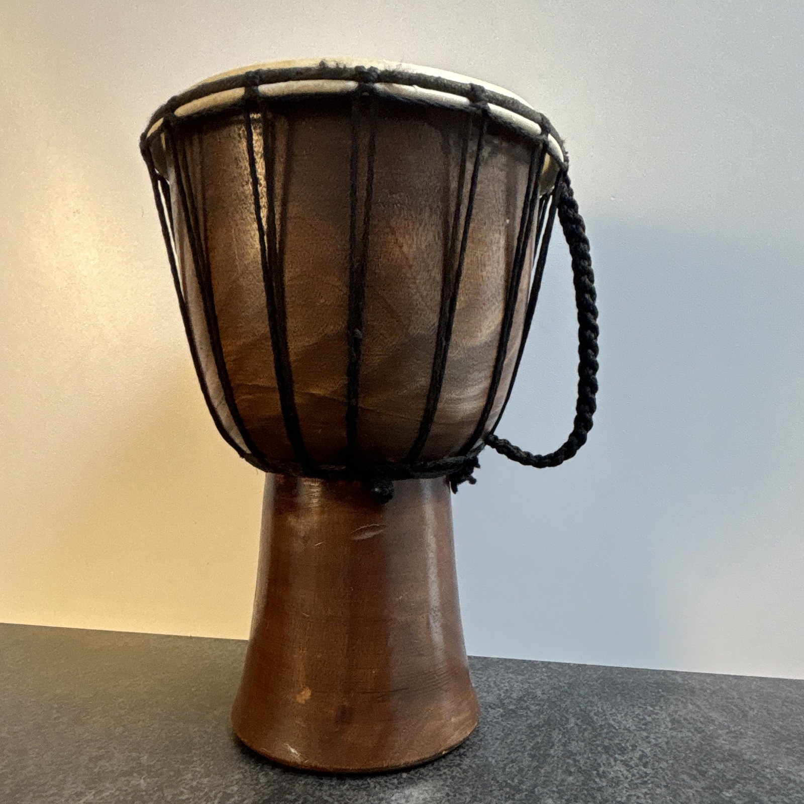 Wooden Djembe Hand Drum Goblet Drum with Rope Tuning and Skin Head
