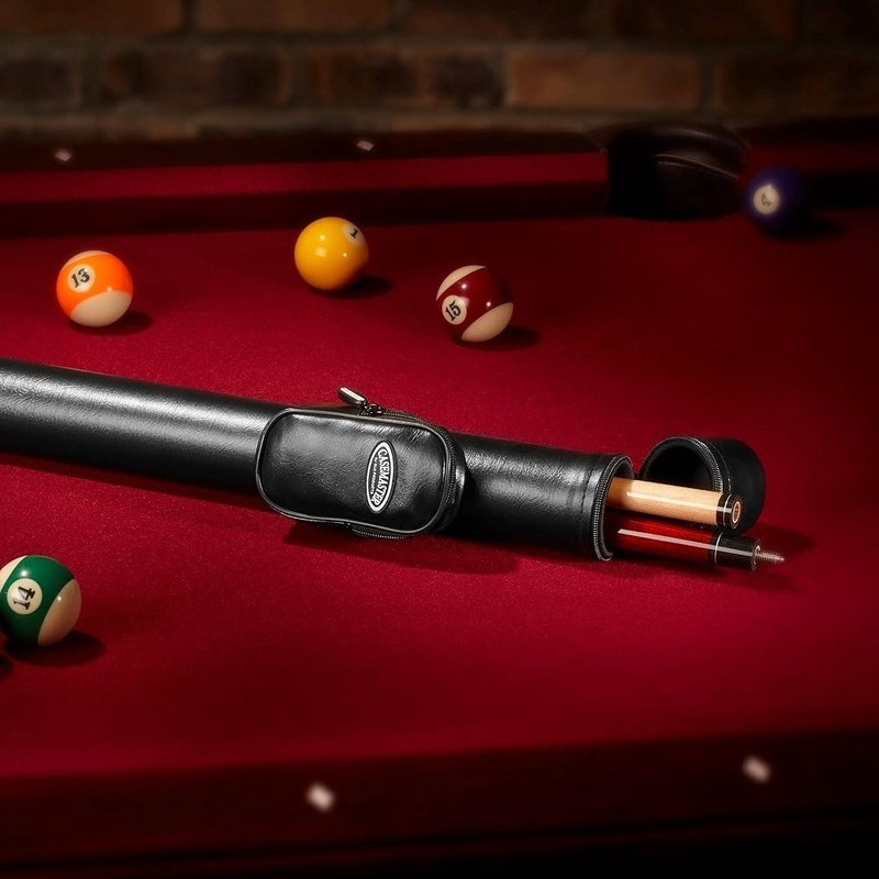 Durable Leatherette Pool Cue Case W/ Impact-Resistant Padding & Accessory Pocket