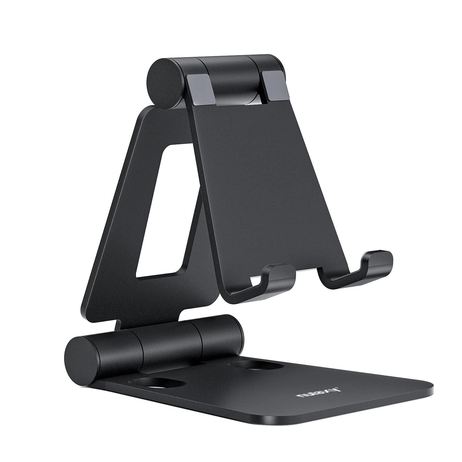 Nulaxy Dual Folding Cell Phone Stand, Fully Adjustable Foldable A-Black