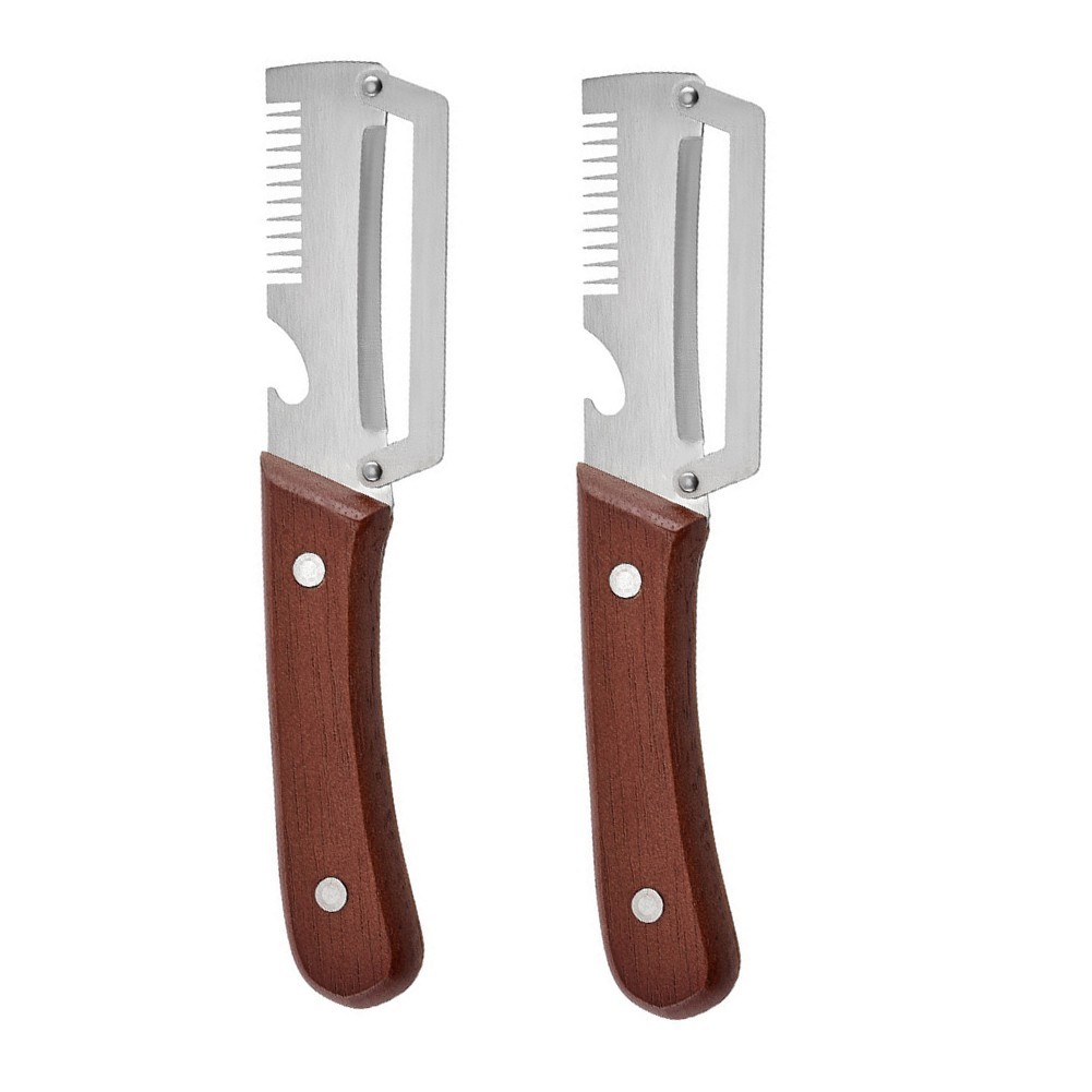 2pcs Multi-Functional Vegetable Peeler With Wood Handle & Stainless Steel New