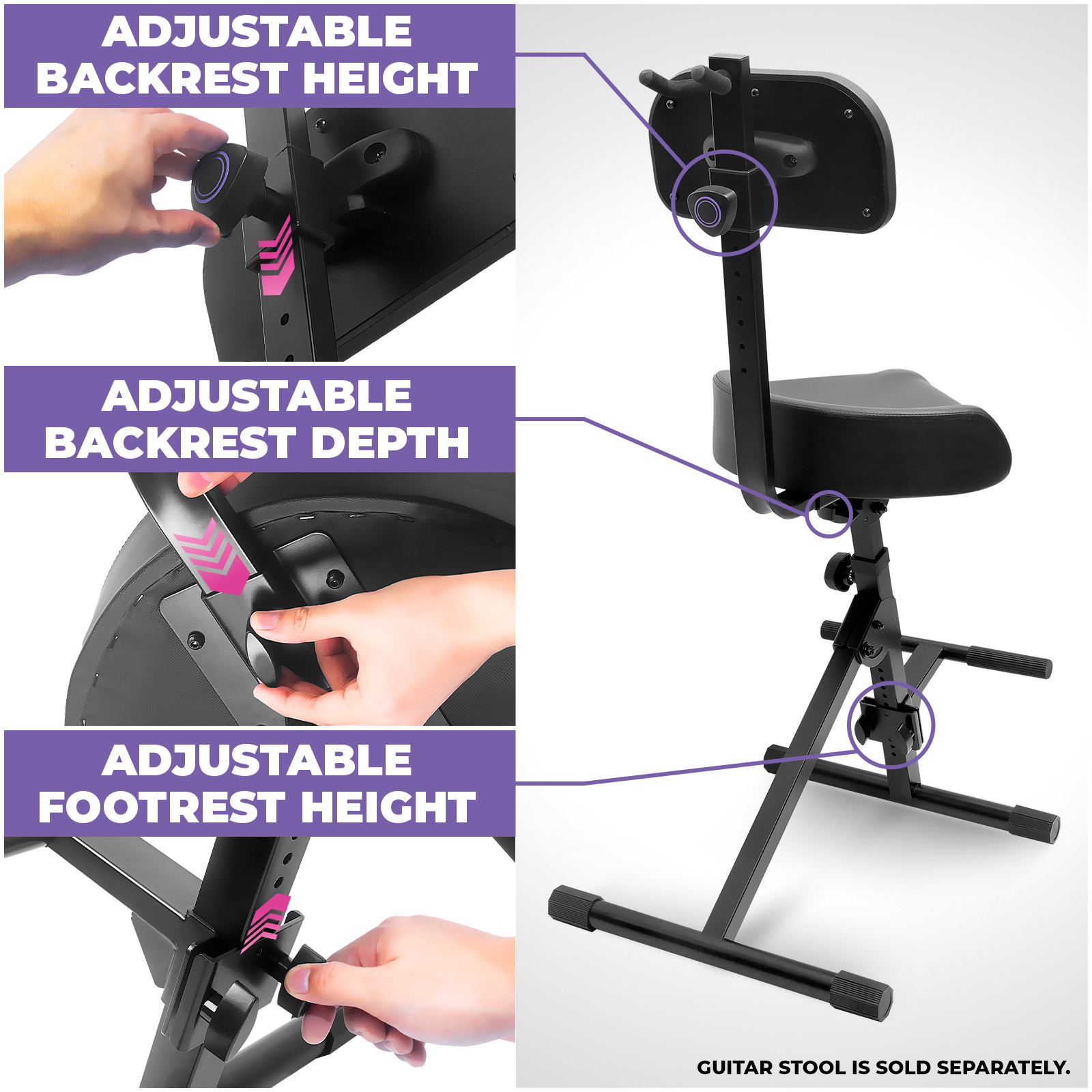 Adjustable Backrest for LS MS1150 MS1092B - Guitar Holder, Piano Bench Support