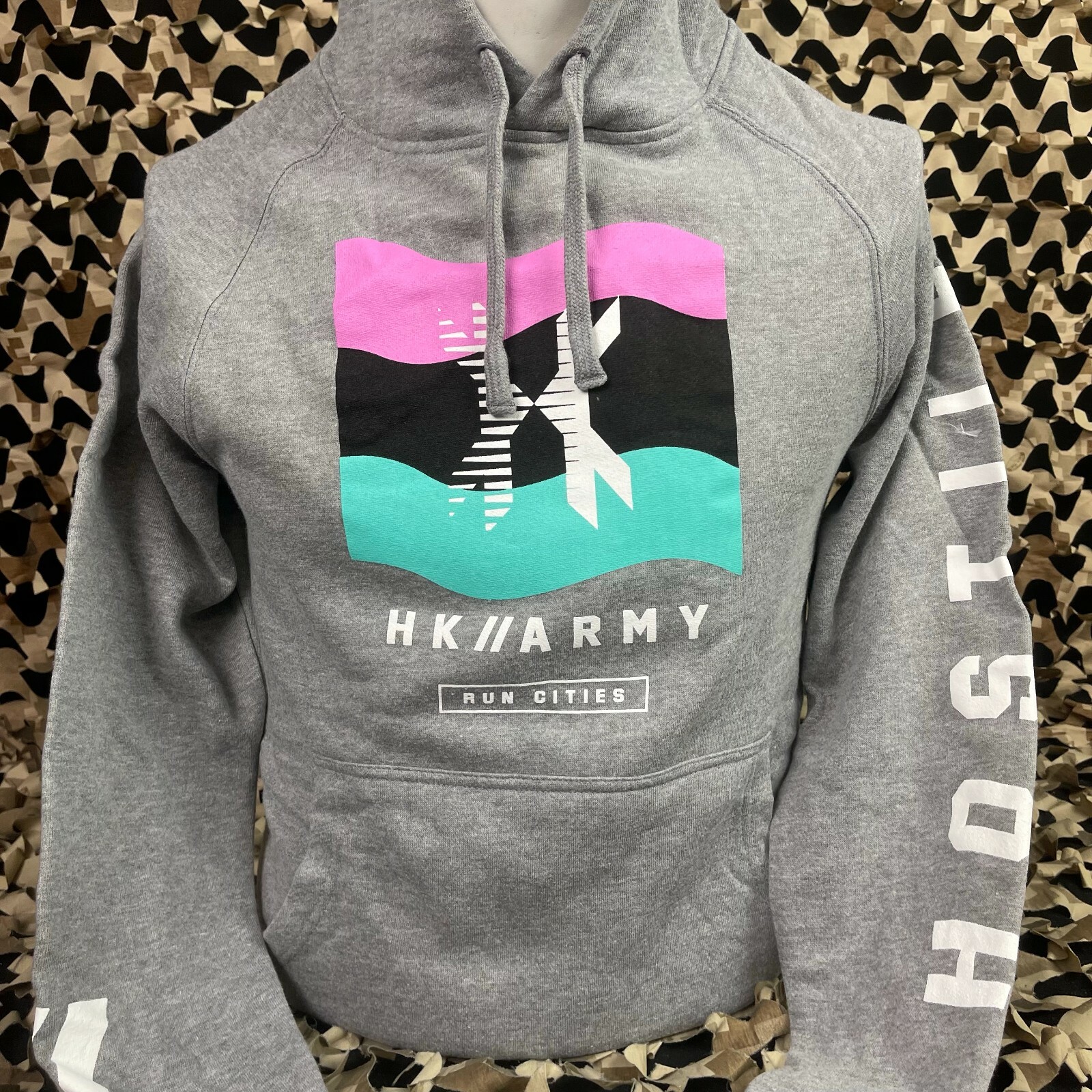 NEW HK Army Wavy Pull Over Hooded Sweatshirt - Grey - X-Small