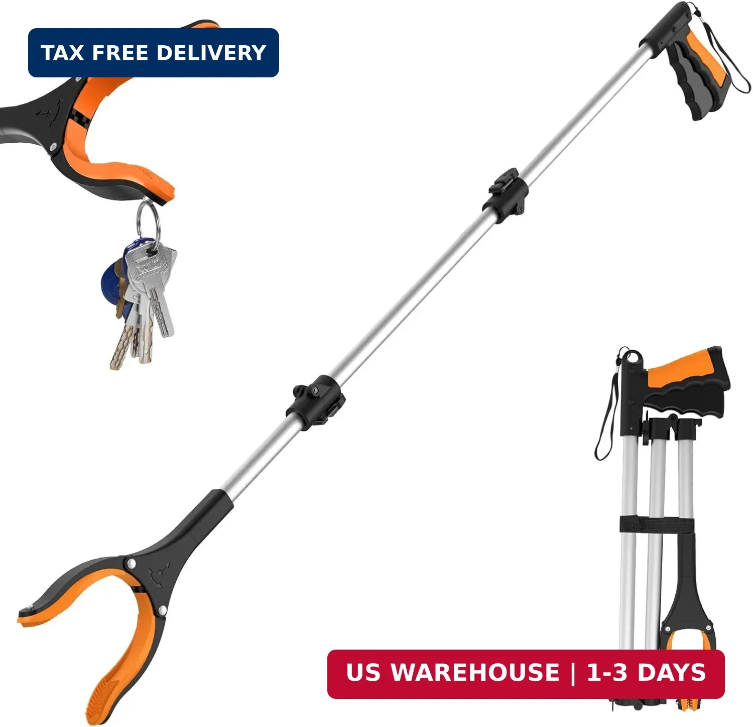 43" Extra Long Grabber Tool, Foldable Grabbers for Elderly Grab It Reaching Tool