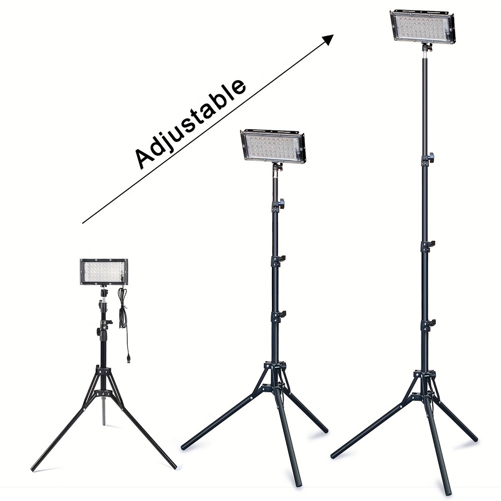 2PCS Camping LED Work Light w/ Tripod Stand Adjustable, Portable LED Flood Light