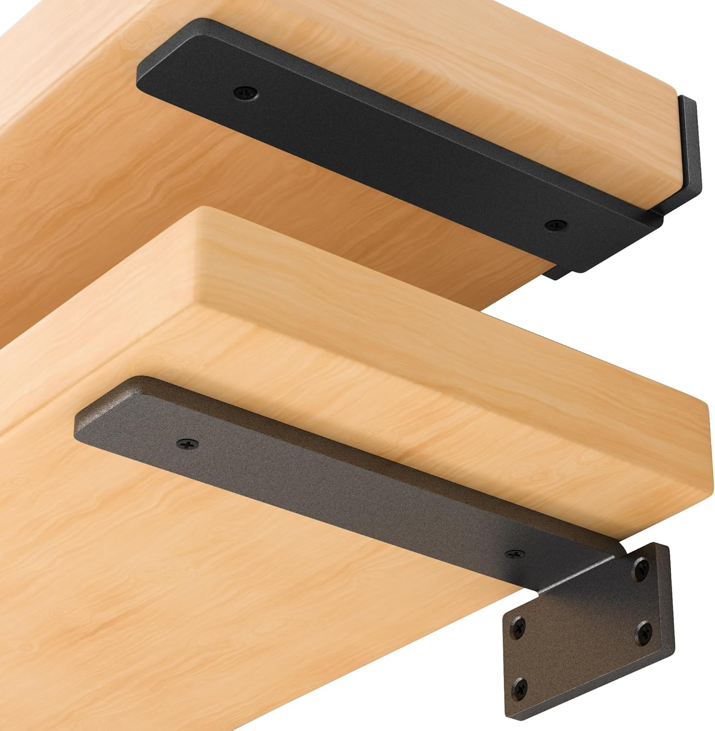 6 Pack Floating Shelf Bracket 6 Inch, Heavy Duty Hidden L Brackets, DIY Rustic I