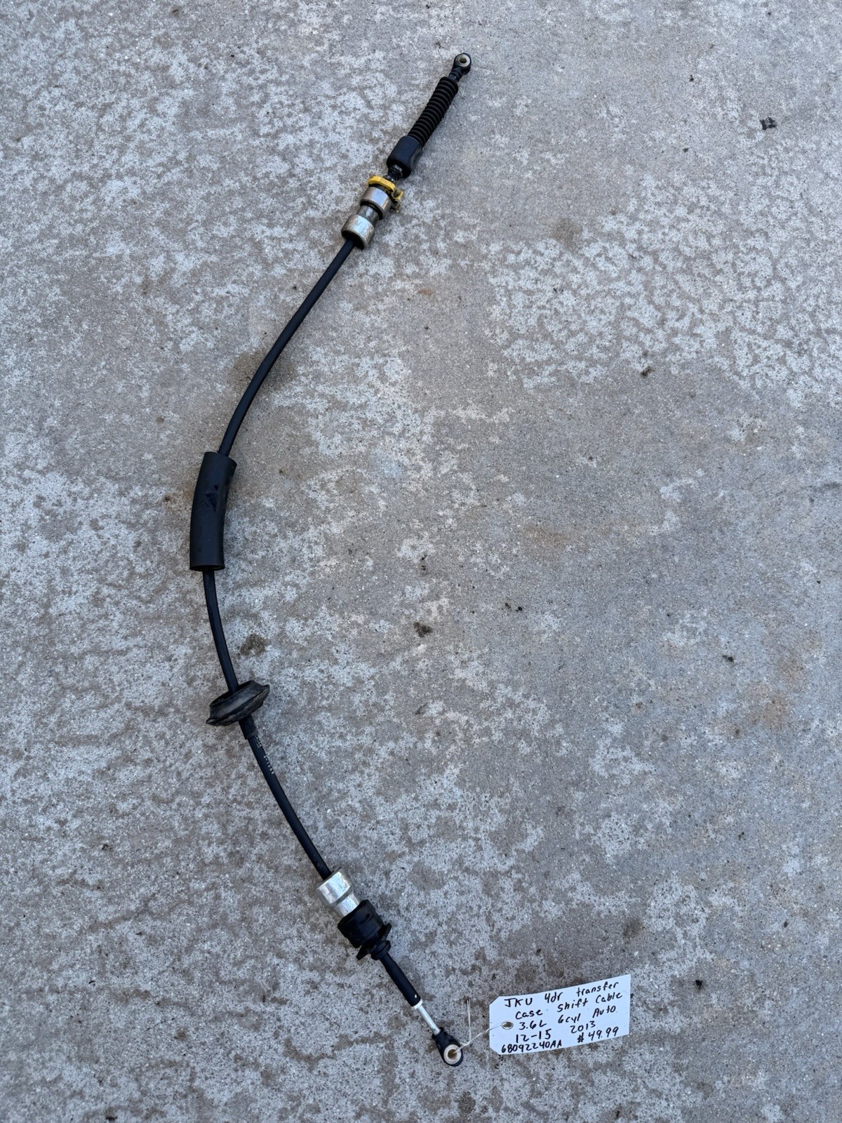 12-15 Jeep Wrangler 13 JKU 4Dr 3.6 6cyl Auto TransferCase Shift Cable 68092240AA