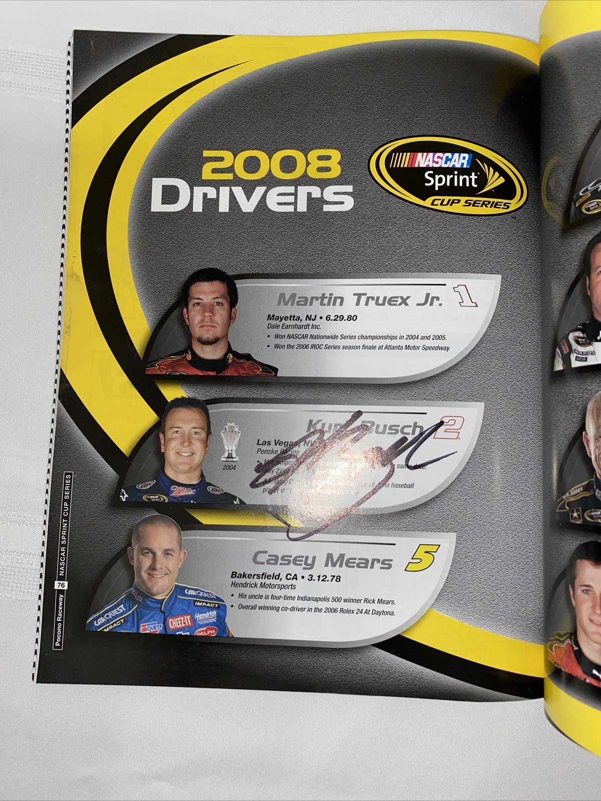2008 Pocono 500 program June 8, 2008 autographs