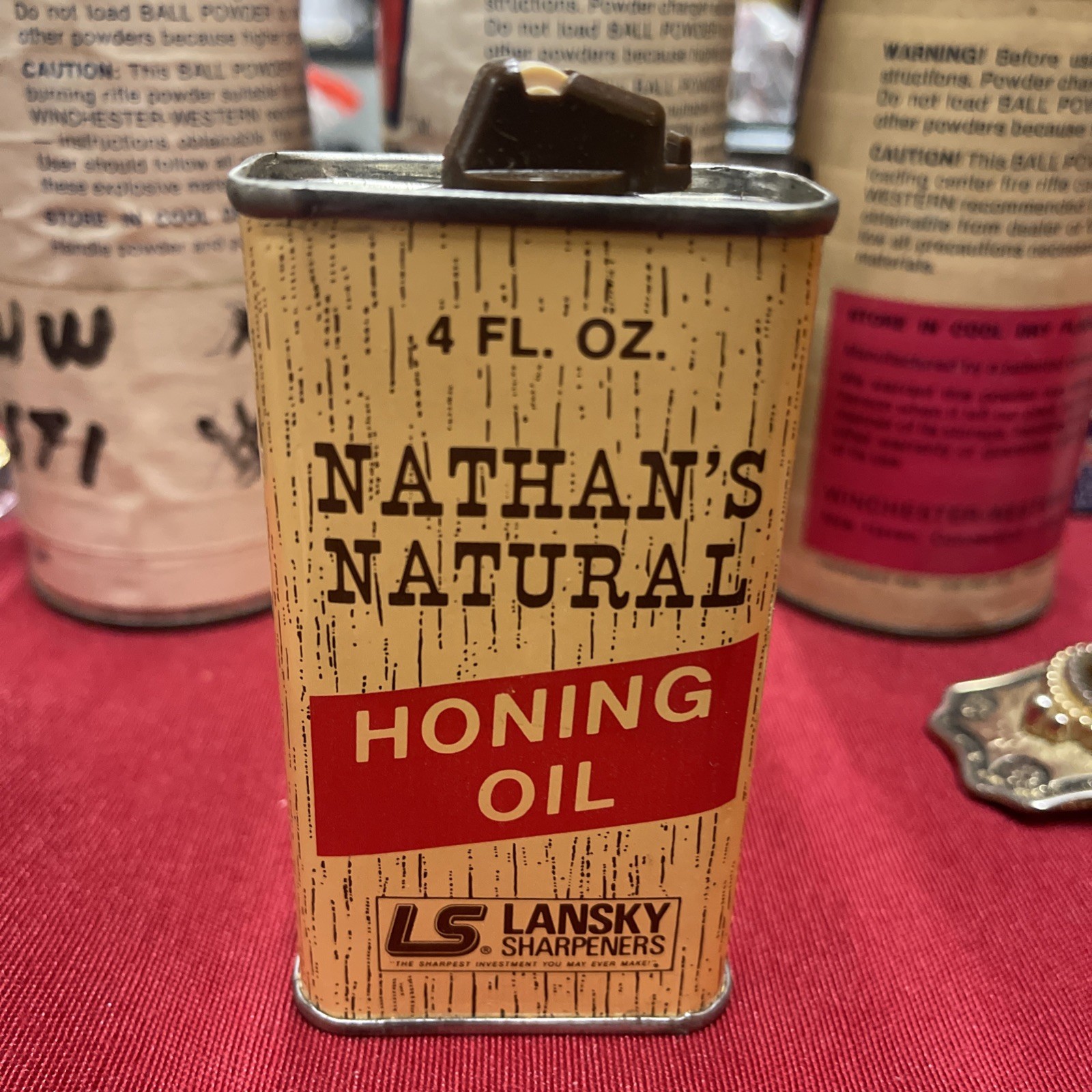 Vintage Nathan's Natural Honing Oil Lansky Sharpeners 4 oz Metal Safety Can New