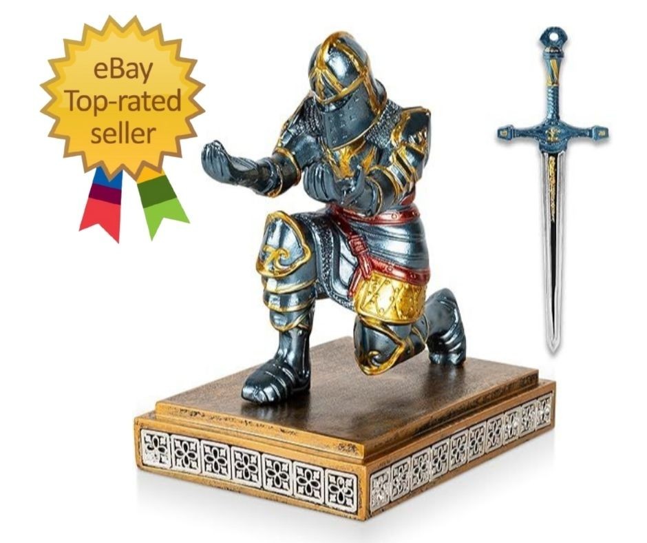 Kneeling Knight Pen Holder with Sword Medieval Warrior Fancy Pencil...