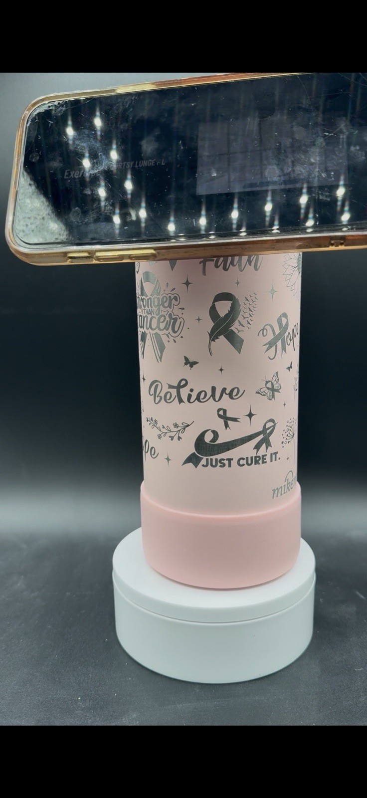 MIKENDA Insulated Water Bottle 32oz Laser Engraved Cancer Awareness