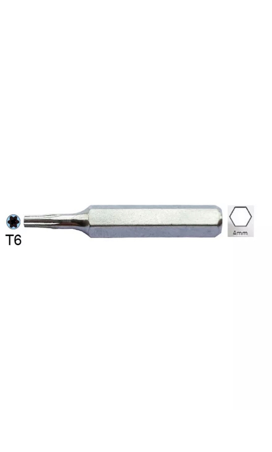 6PCS System 4 T6 x 28mm Torx® Screwdriver Micro Bits Hex 4mm