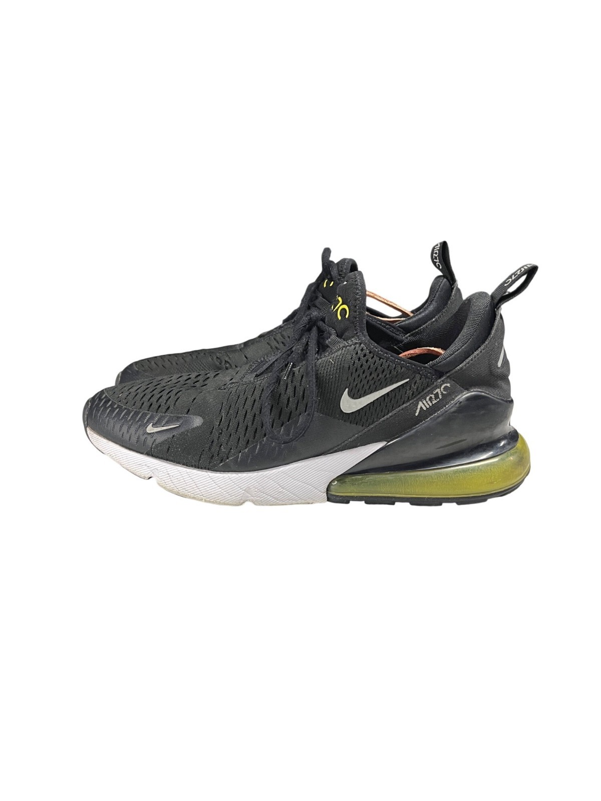Nike Air 270 Black/Yellow Low-Top Running Shoes Mens Size 10