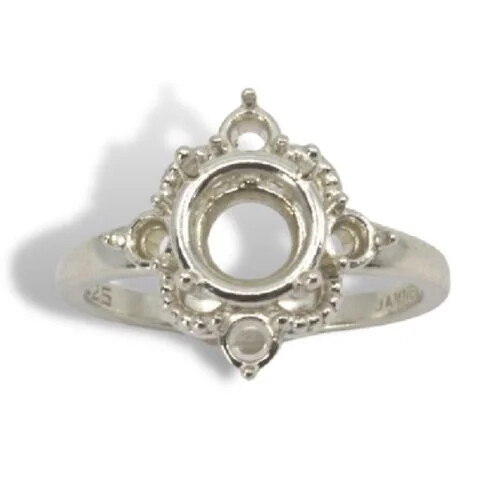 Round Accented Milgrain Pre-notched Ring Mounting
