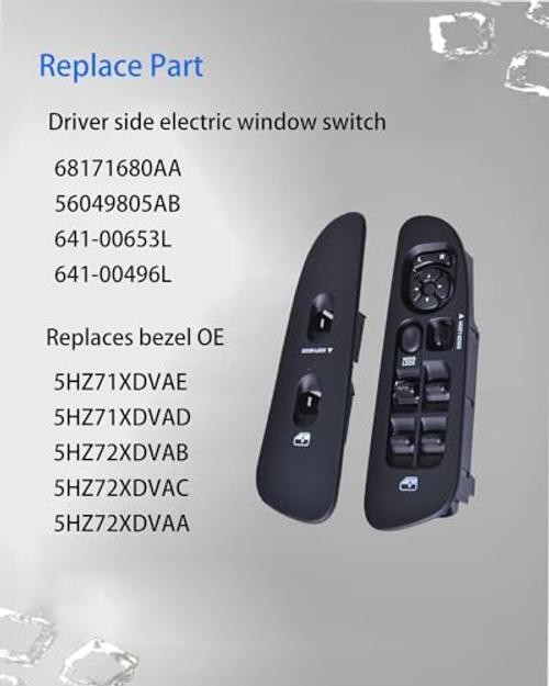 Driver Side Power Window Master Switch with Driver & Passenger Side Bezel Black