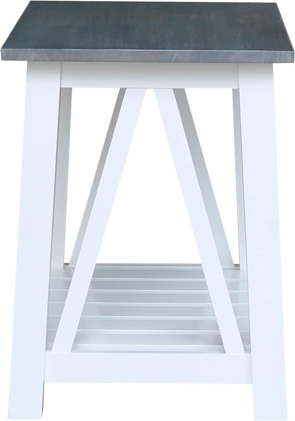Surrey Solid Wood End Table with Shelf in White/Heather Gray