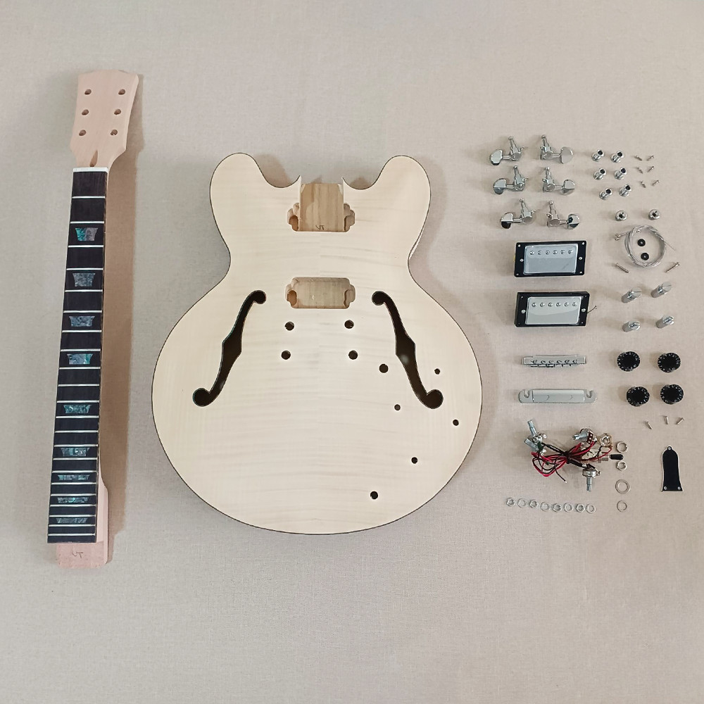 Unfinish DIY Electric Guitar Kit CR Color Inlay Fretboard Rosewood Fretboard