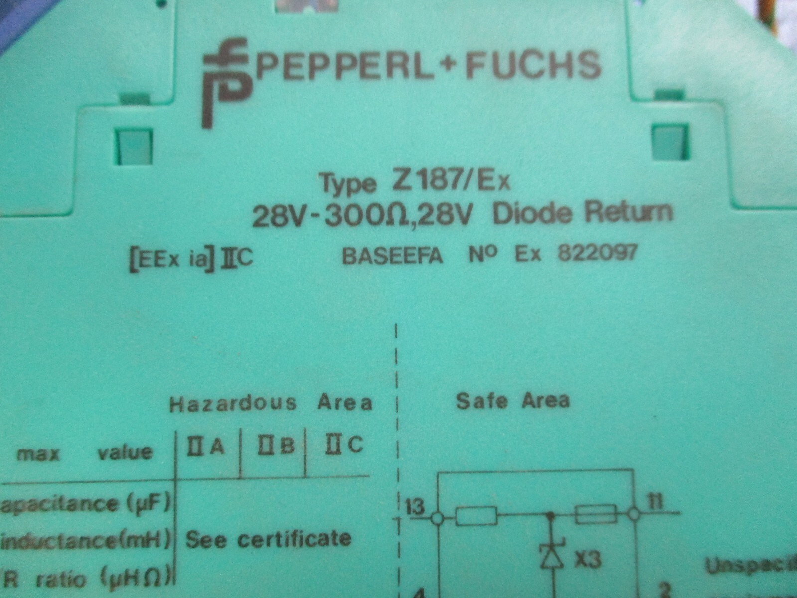 NEW PEPPERL+ FUCHS DIODE RETURN MODULE 28V-300OHMS Z187/EX