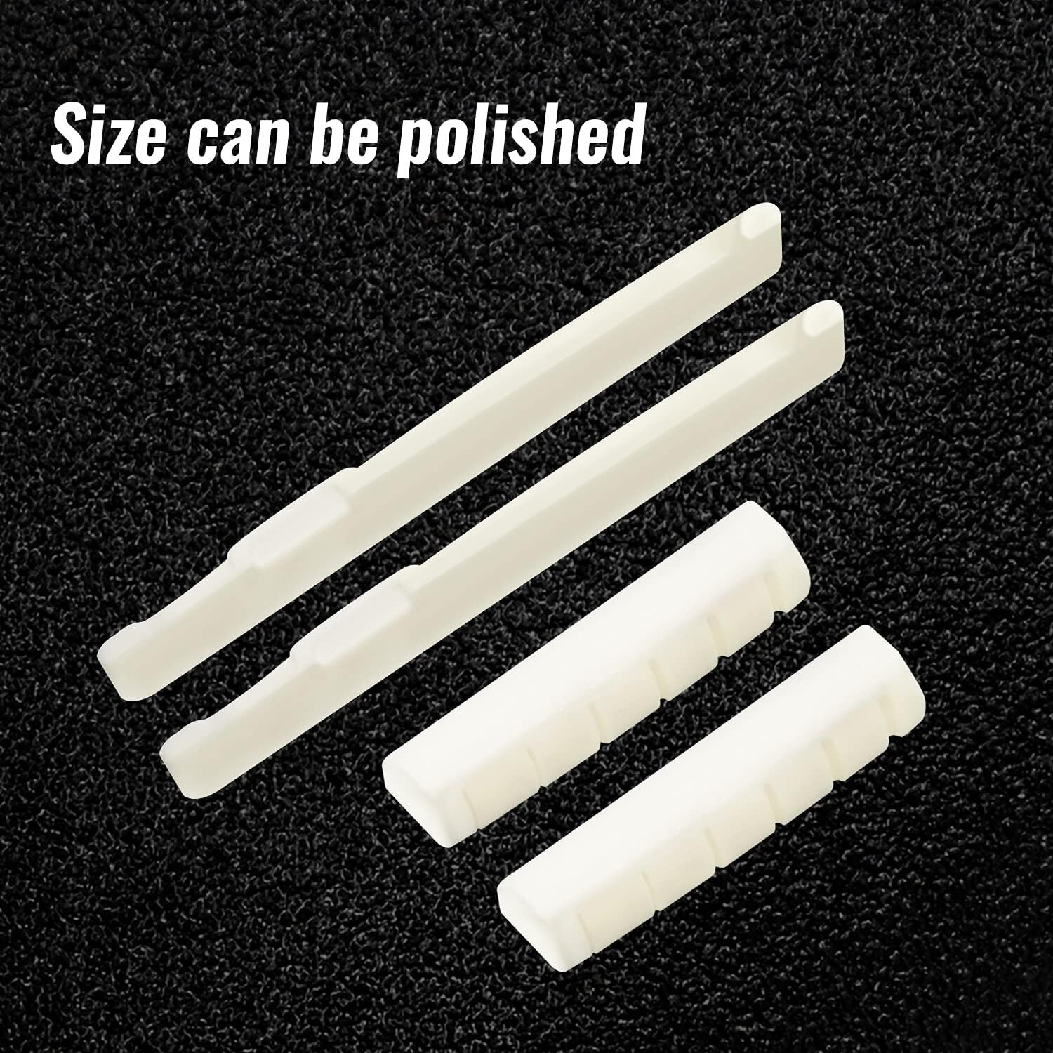 2 Set Bone 6 String Acoustic Guitar Bridge Saddle for 72/43Mm & 2Pcs Sand Papers
