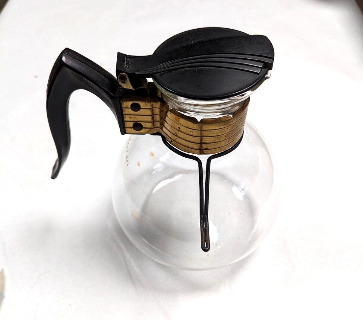 Vintage Cory Clear Glass Coffee Pot Carafe Server Art Deco no stand 8"